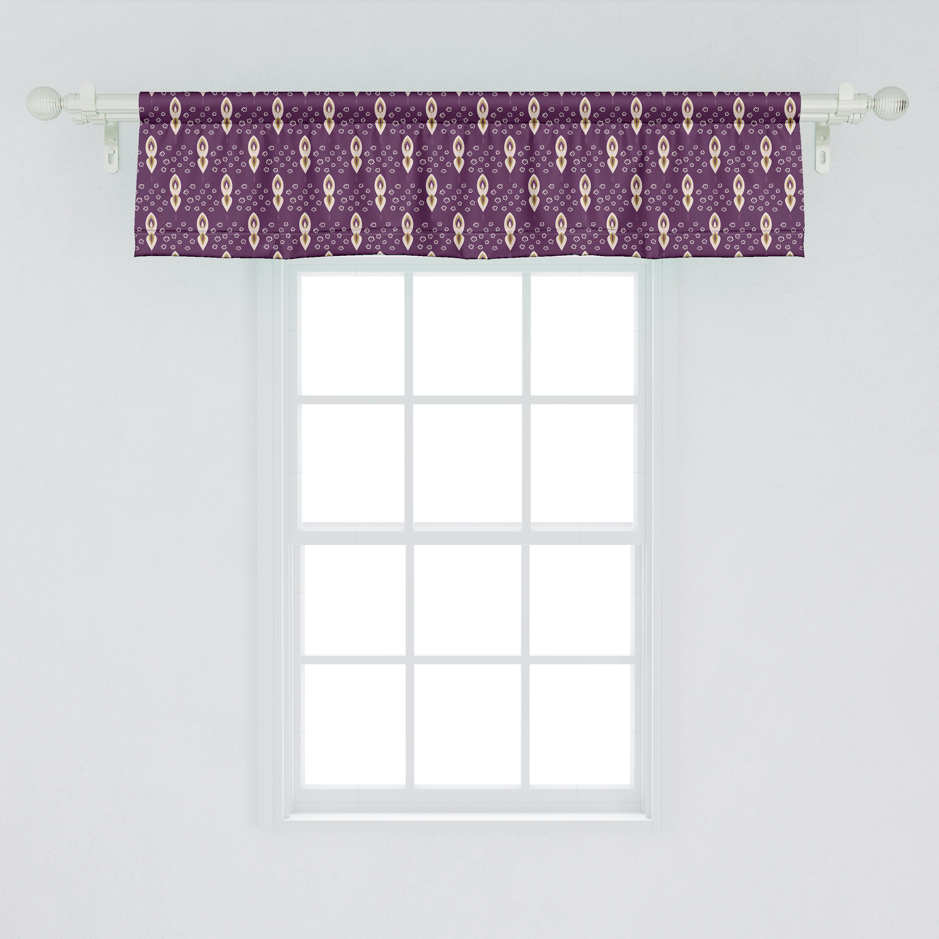 Scheibengardine Vorhang Volant für Küche Schlafzimmer abstrakte Abakuhaus, mit Motive Stangentasche, Retro Microfaser, Dekor Nicht-gerade weiss