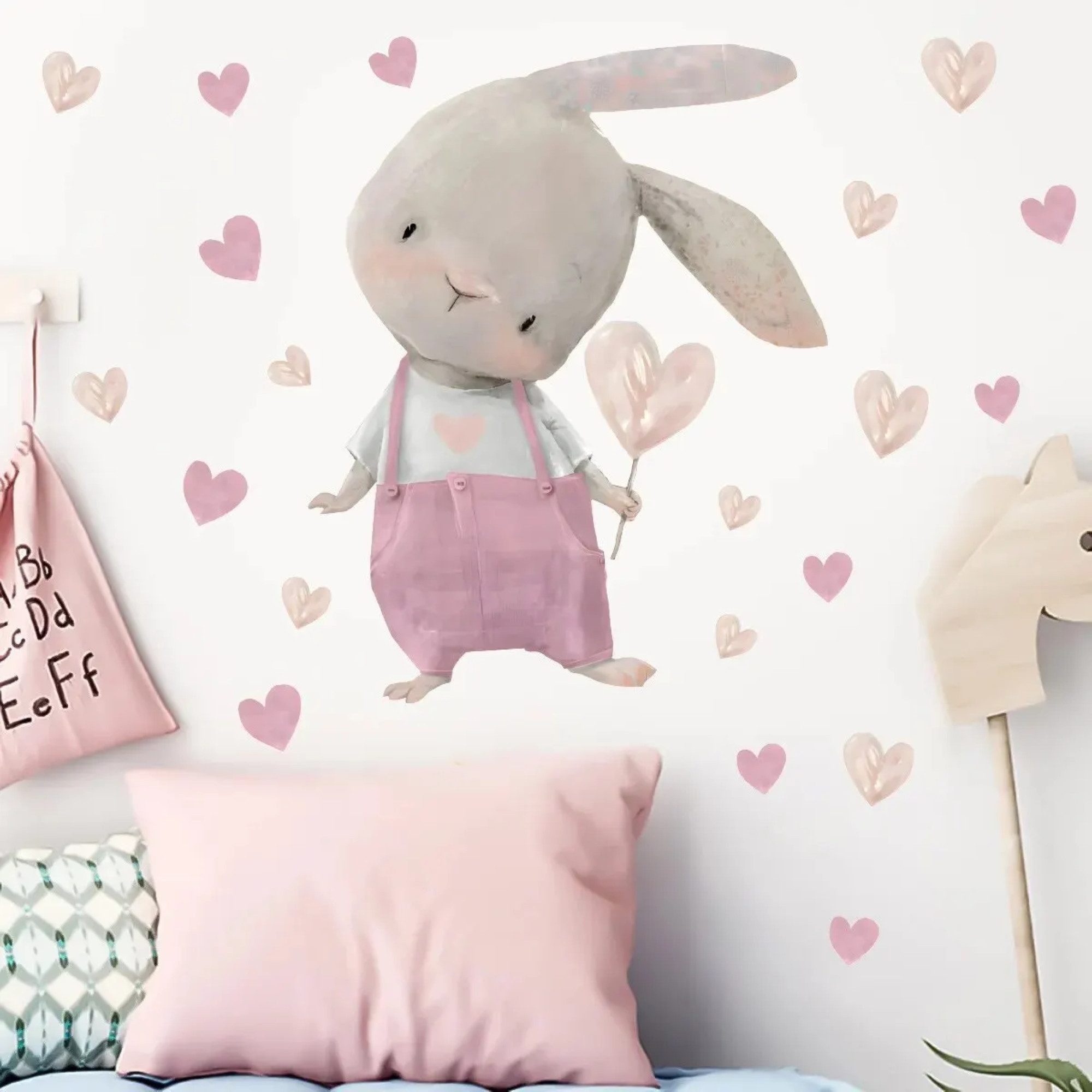 Montegoni Wandsticker Kinder Tier Wandsticker, Wandaufkleber Deko (Liebes hasen Kinderzimmer Dekoration Hintergrund Wandaufkleber), Kindergarten Home Dekoration – Bild 3 von 5