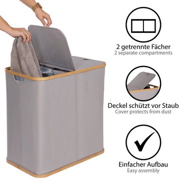 ONVAYA Wäschekorb »Wäschekorb mit Deckel, 2 Fächer, Wäschesammler fürs Badezimmer«