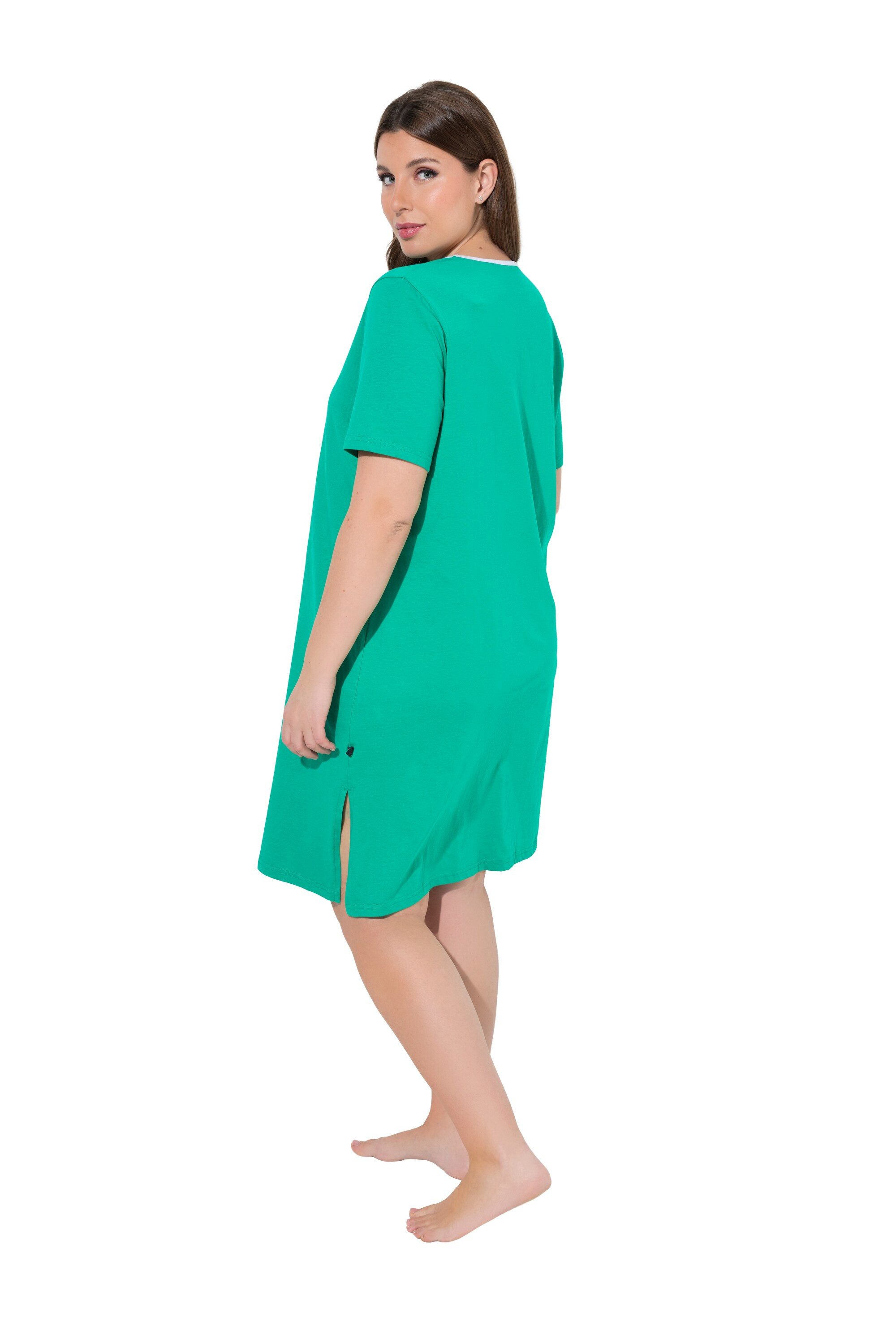 Ulla Popken Bigshirt Bigshirts 2er-Pack Zacken/uni V-Ausschnitt Halbarm (2-tlg)