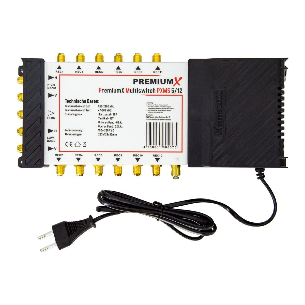 PremiumX SAT-Multischalter Multischalter Set 5/12 SAT Verteiler F-Montageschlüssel
