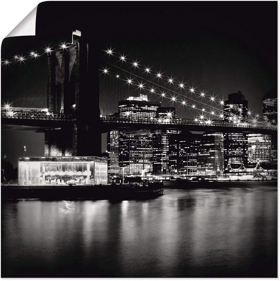 Artland Wandbild NYC Brooklyn Bridge bei Nacht, Amerika (1 St), als Alubild,  Leinwandbild, Wandaufkleber oder Poster in versch. Größen