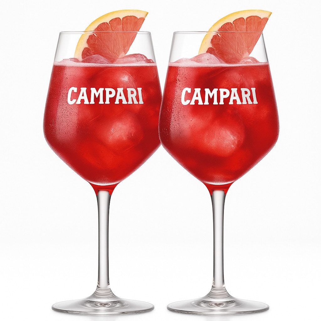 Mixcompany Gläser-Set Campari Weingläser – 2er Set, Original Campari Aperitivo Gläser