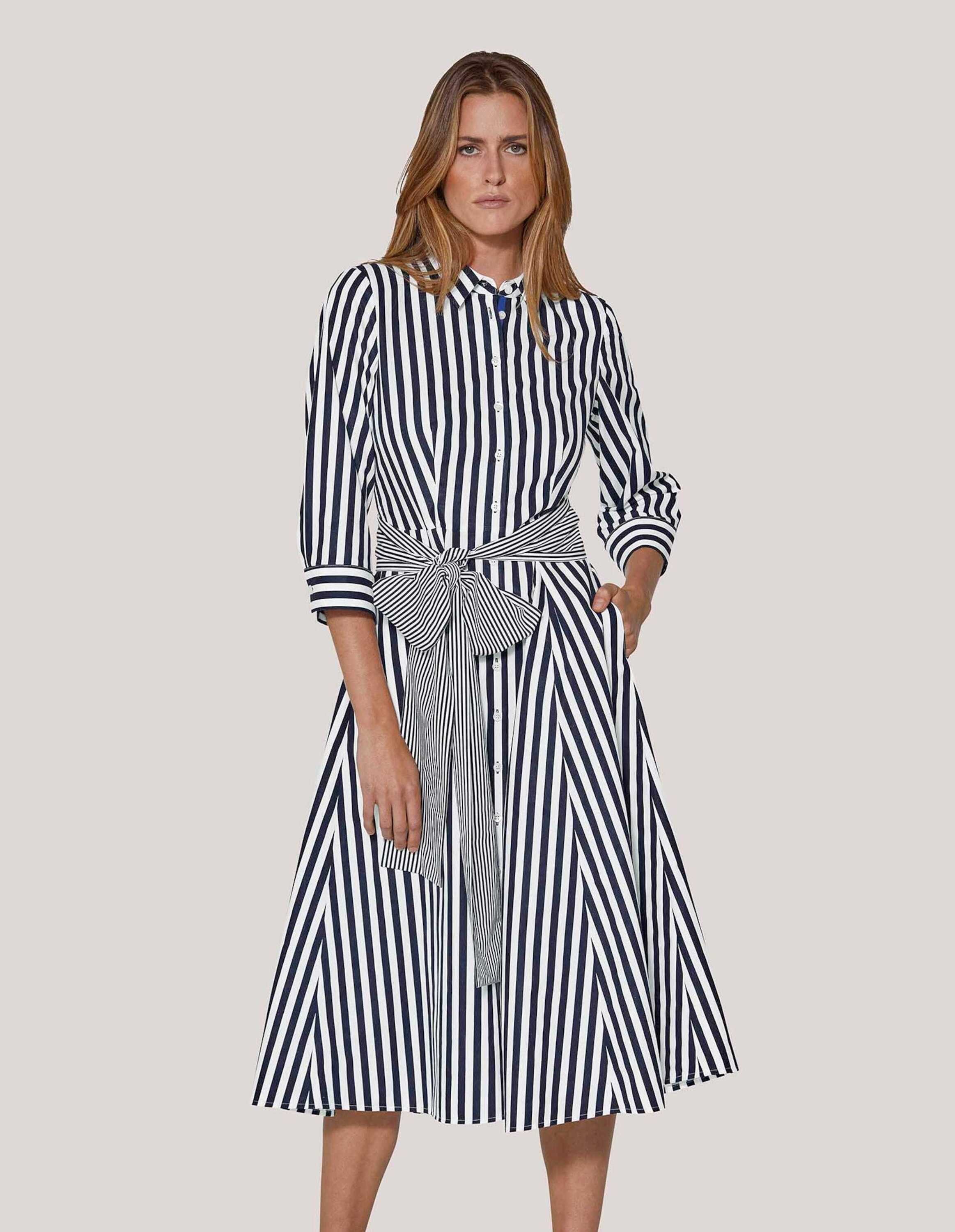 MADELEINE Midikleid Gestreiftes Hemdblusenkleid mit Bindeschärpe günstig online kaufen
