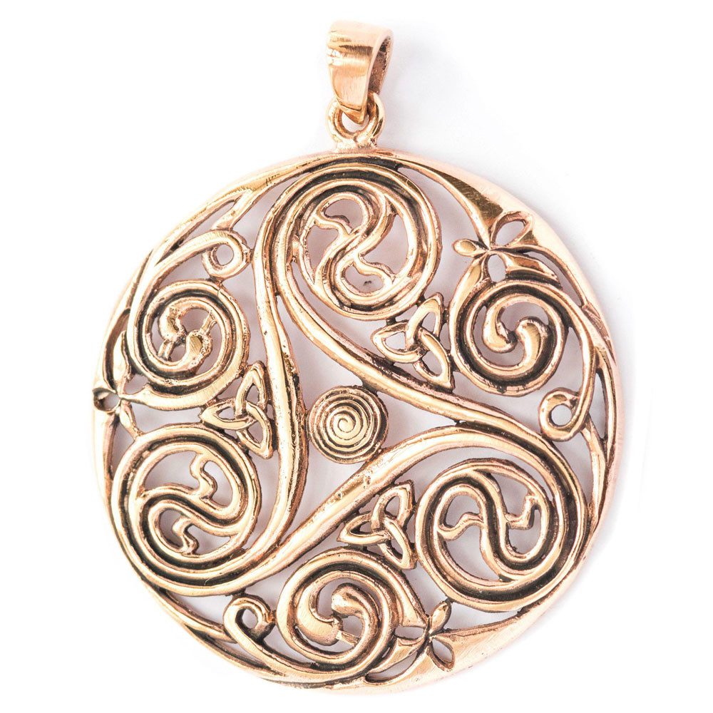 Kettenanhänger Triskelanhänger Danu Bronze Schmuck - Pferd - 60x49mm