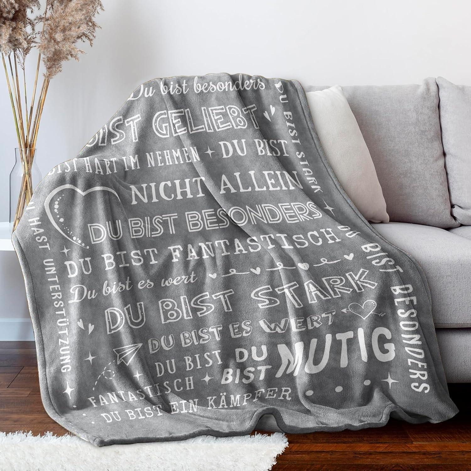 Wohndecke Personalisierte Flanelldecke 62x52 Zoll Grau, Geschenke für Frauen, LuxusKollektion – Bild 3 von 5