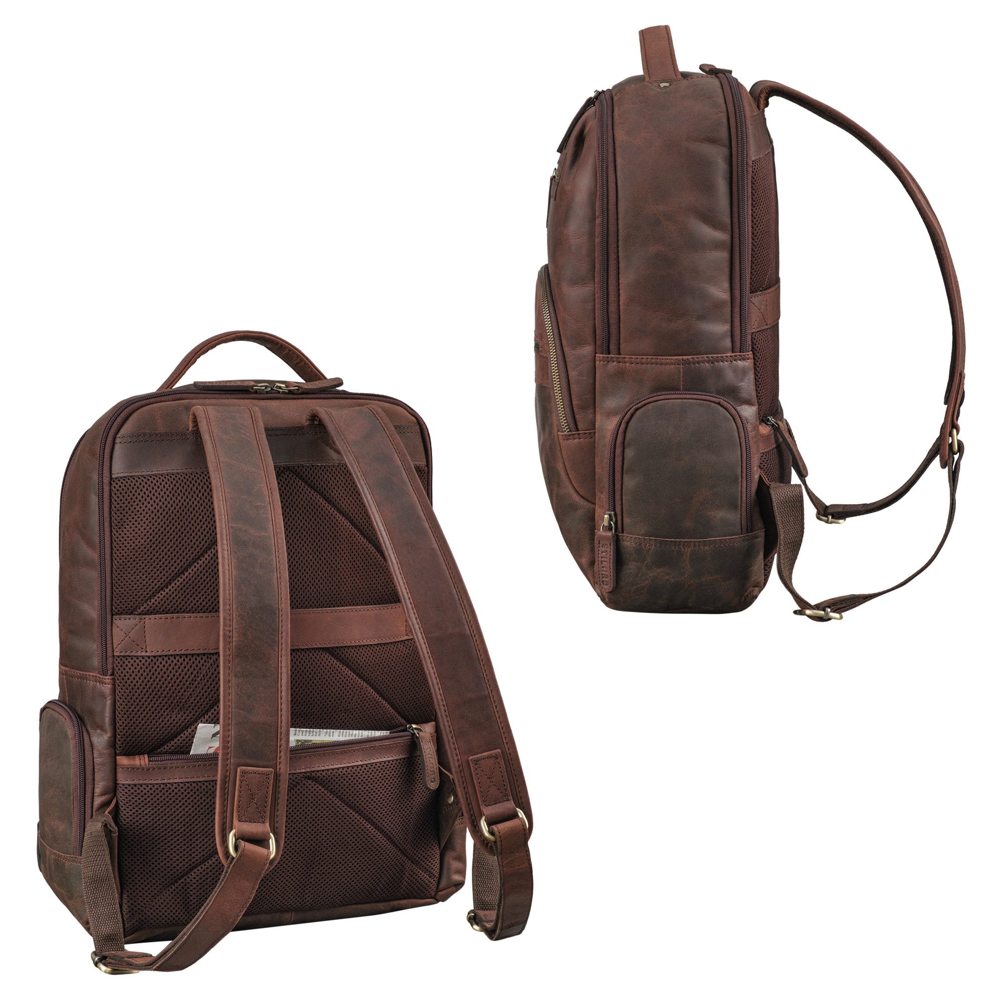 STILORD Notebook-Rucksack "Riccardo" Robuster Leder Laptoprucksack 18 Zoll für Herren & Damen
