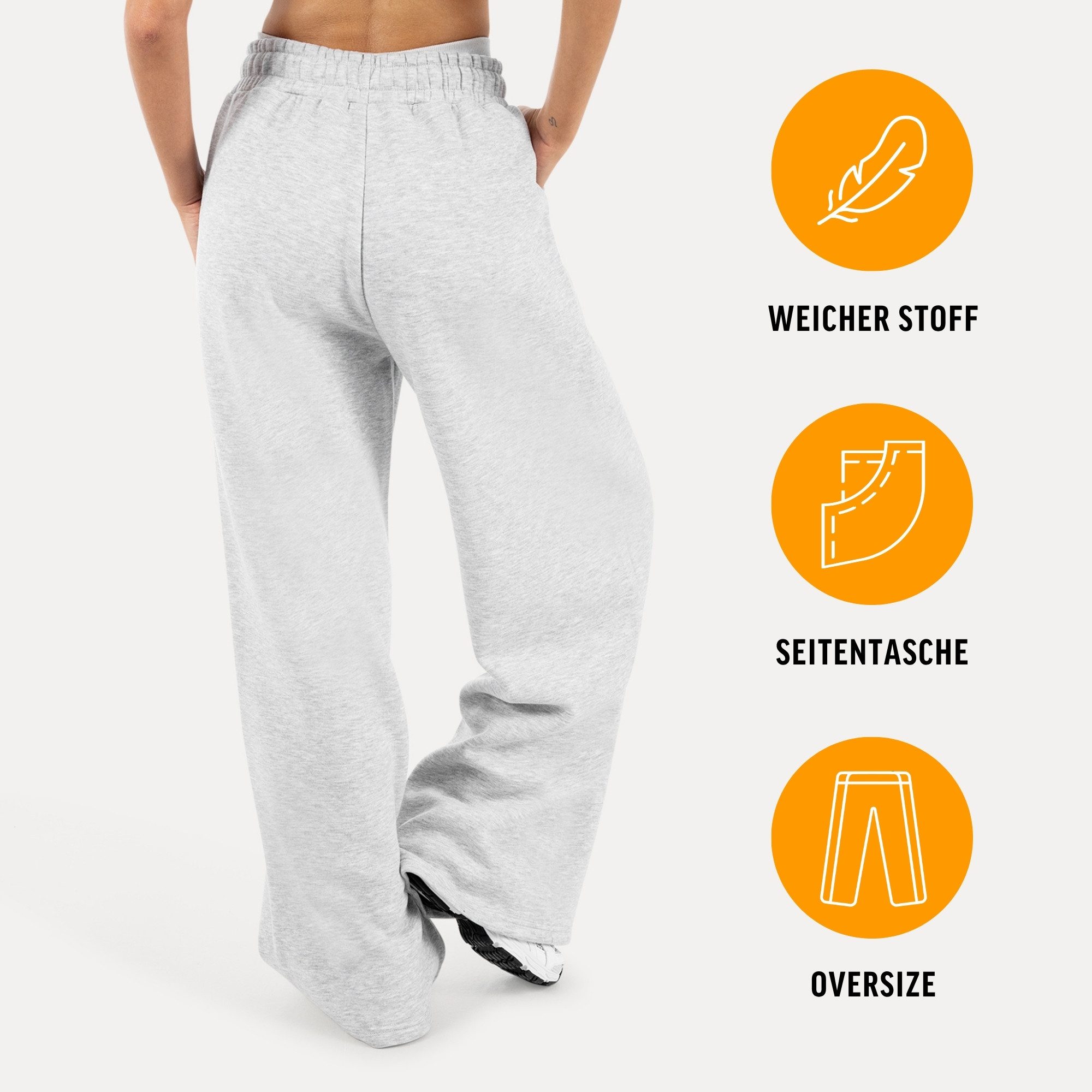 Smilodox Jogginghose Thalea, Jogger Damen, Wide-Leg mit Tunnelzug und Logo Weites Bein, Seitentaschen mit Rippeinsatz, Logo-Stitching, Freizeit