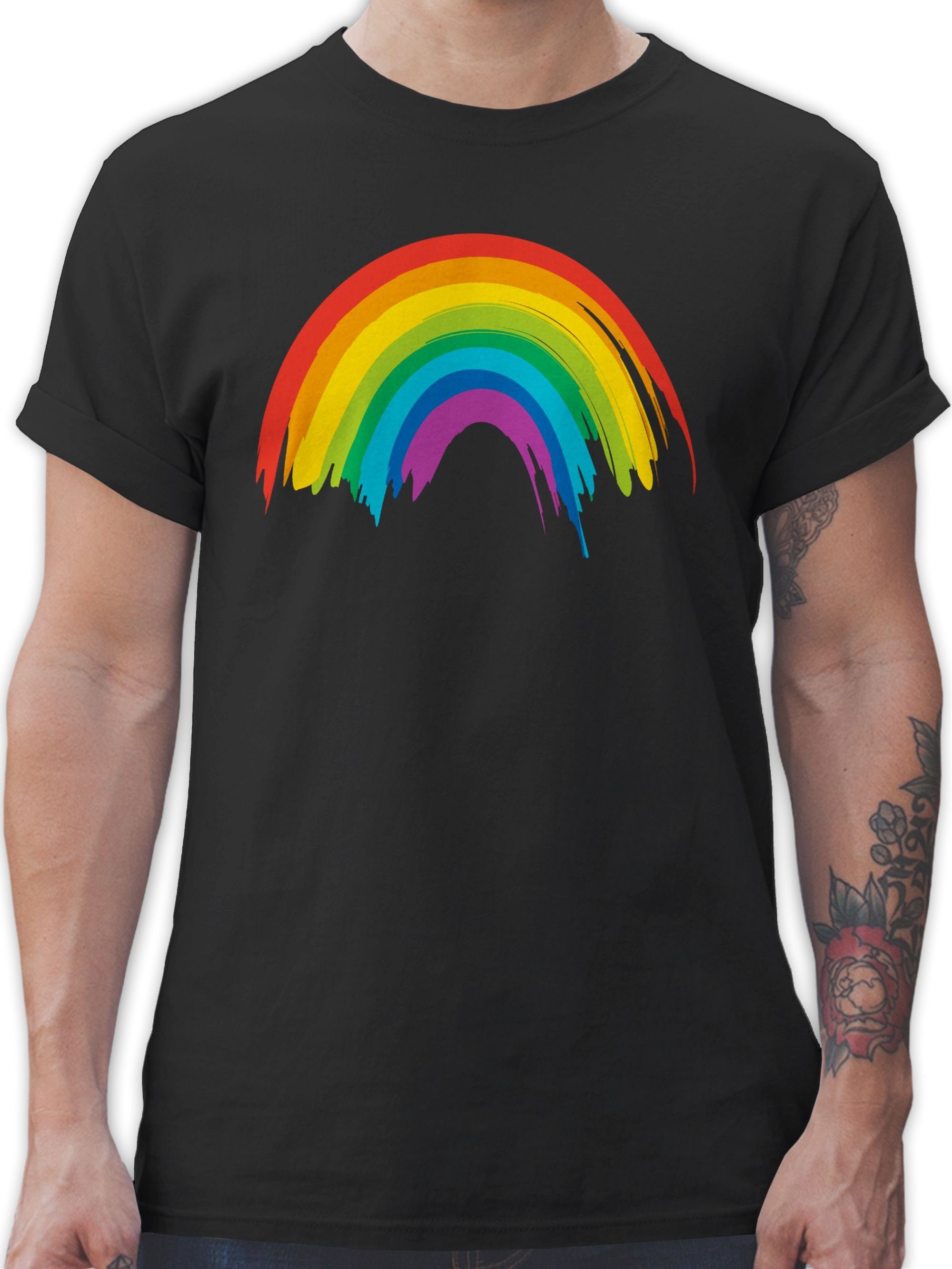 Kleidung Schwarz T-Shirt LGBTQ LGBT 1 & Shirtracer Regenbogen LGBT