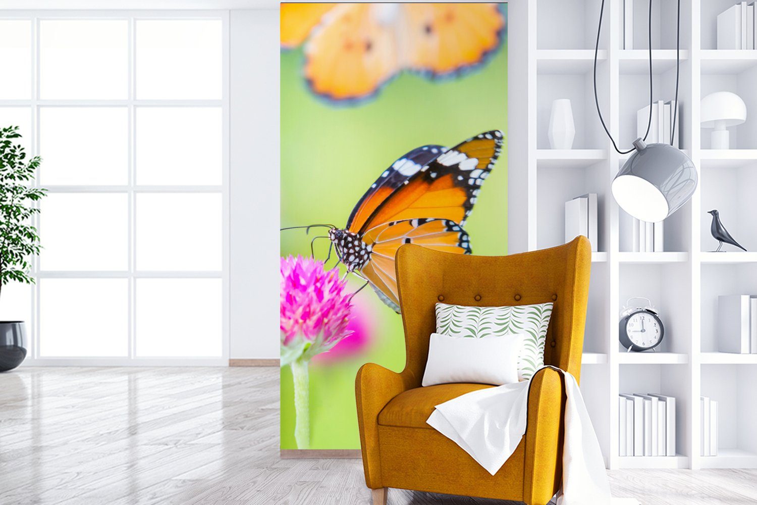 bedruckt, Blumen, Vliestapete MuchoWow Wohnzimmer Schlafzimmer Schmetterlinge Fototapete Insekten Küche, für St), (2 - Fototapete Matt, -