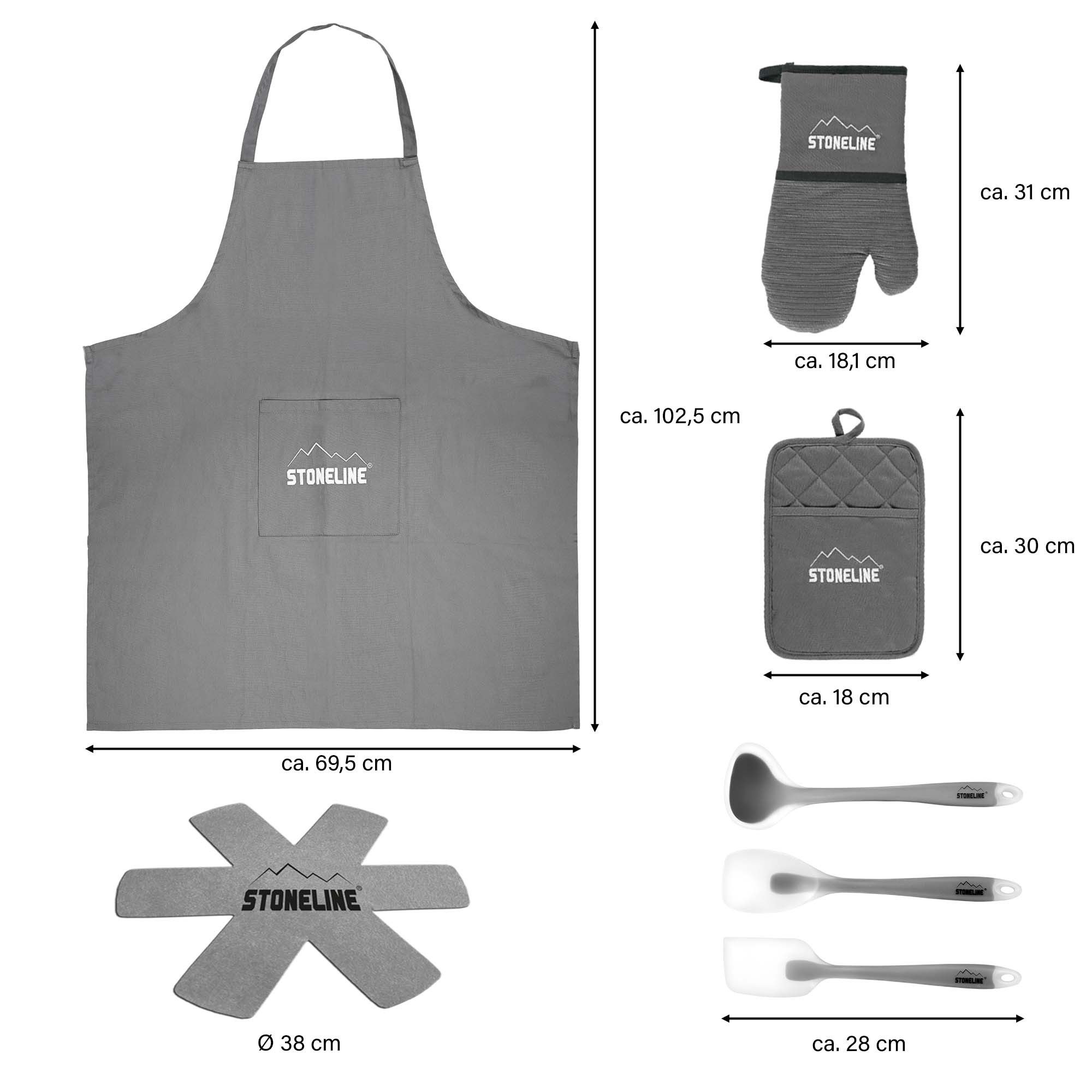 STONELINE Topf-Set STONELINE® 17-teiliges Koch-Set, mit Glasdeckeln, Aluminium, Keramik (Set, 17-tlg), mit echten Steinpartikeln, induktionsgeeignet