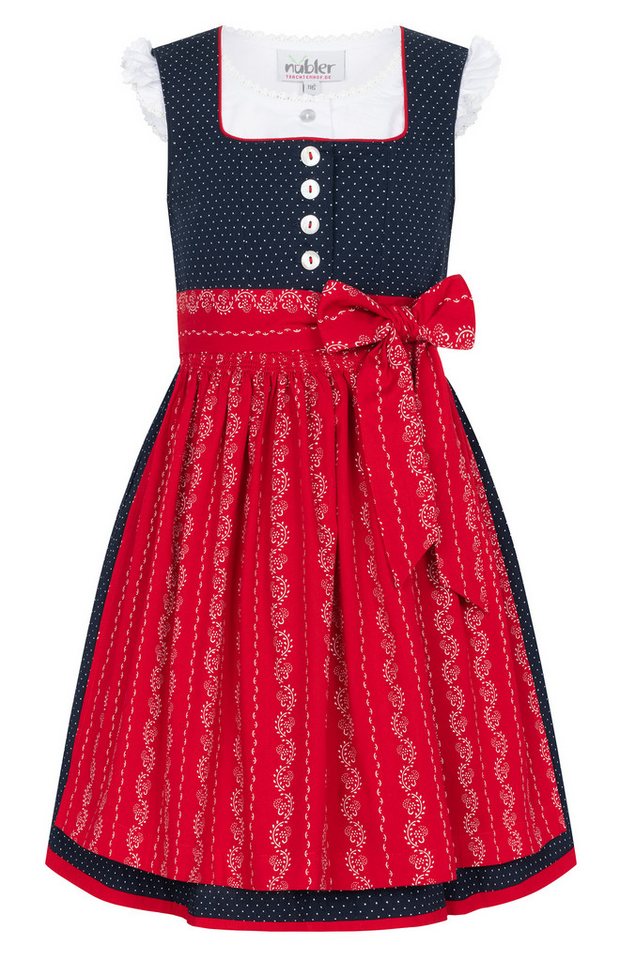 Nübler Dirndl Kinderdirndl Worthersee in Marine-Kirschrot von Nübler