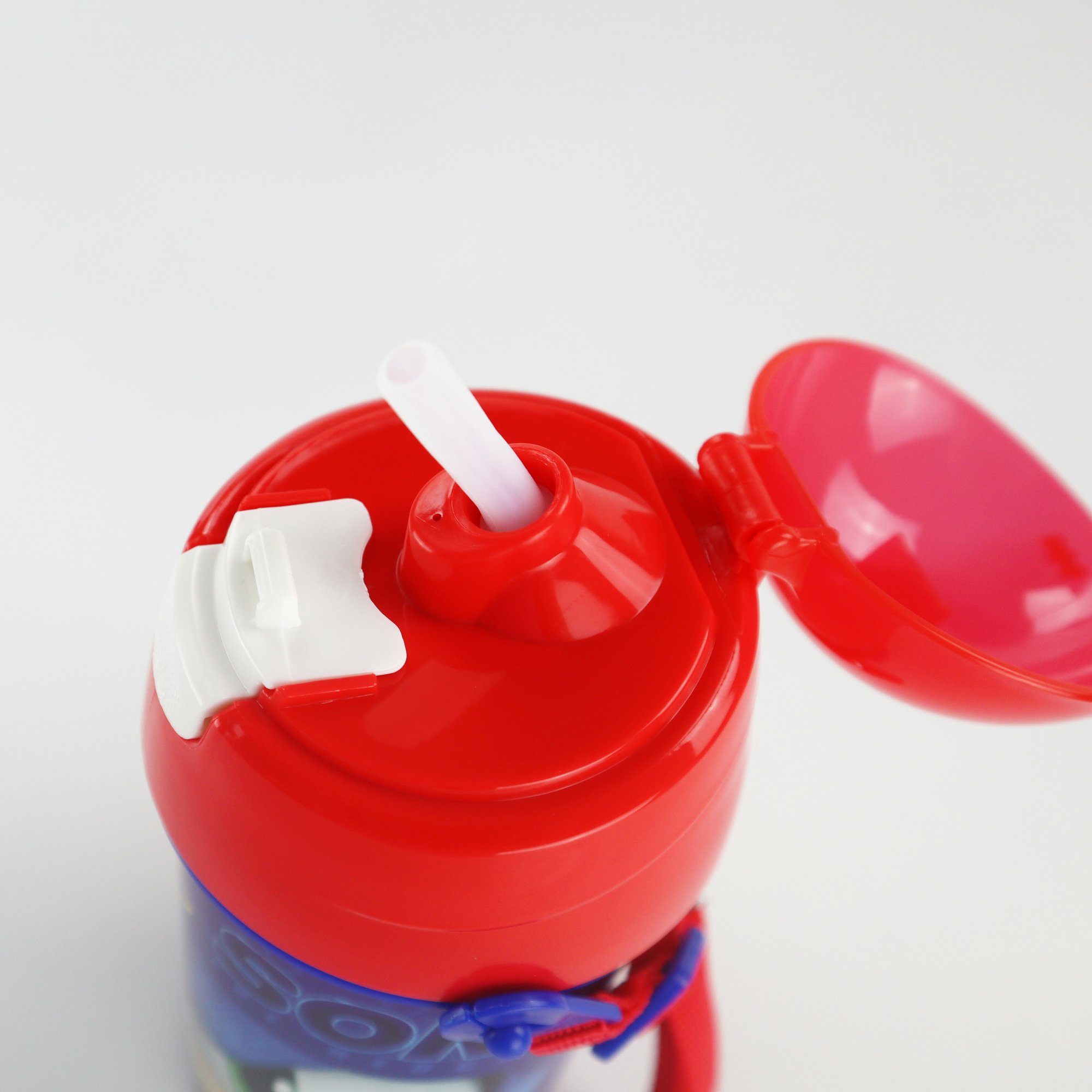 The Tragegurt Flasche 500 Sonic Trinkflasche und ml Sonic SEGA integriertem Wasserflasche, Hedgehog Trinkhalm mit
