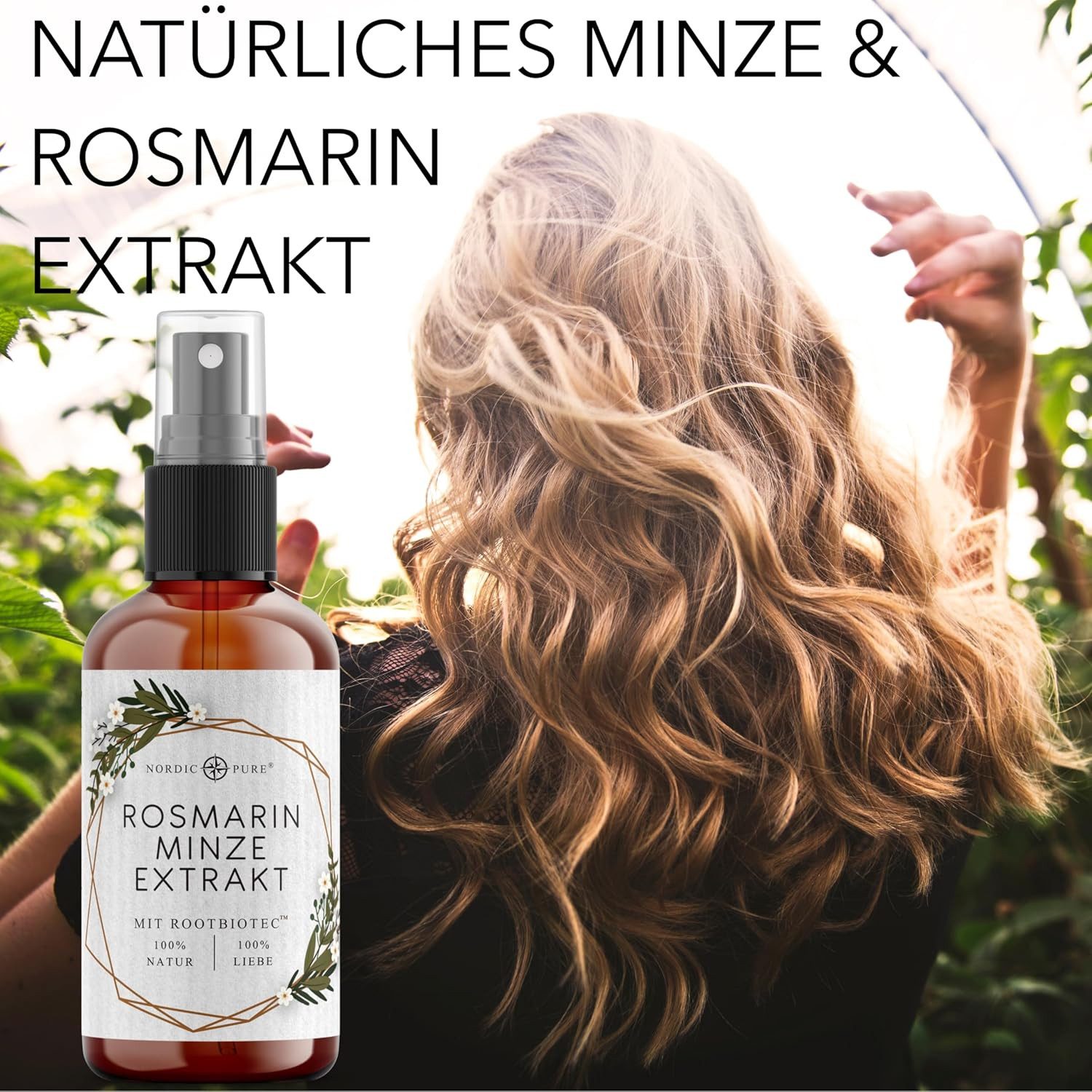 Nordic Pure® Haarserum Nordic Pure Rosmarin-Minze-Extrakt mit RootBioTec™, für eine belebende Kopfhautpflege, alle Haartypen & auch als Bartpflege – Alkoholfrei