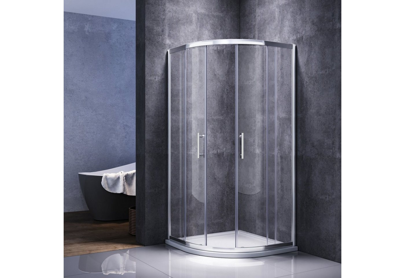 Thumbnail - SONNI Runddusche Schiebetür Duschkabine, 80cm/90cm, Höhe:185cm / 195cm