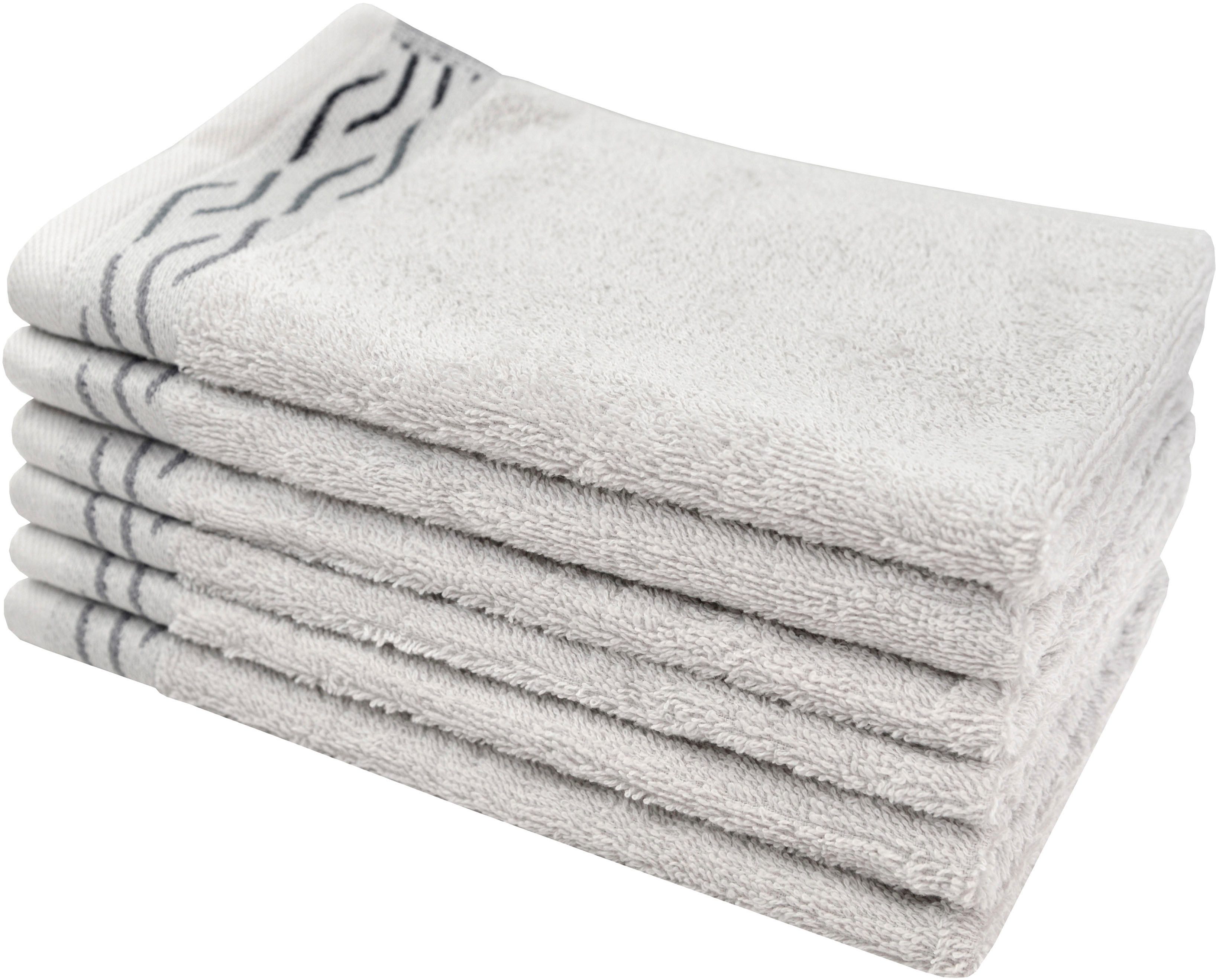 Dyckhoff Gästehandtücher Wave, Frottier (Set, 6-St), mit Jacquard-Bordüre