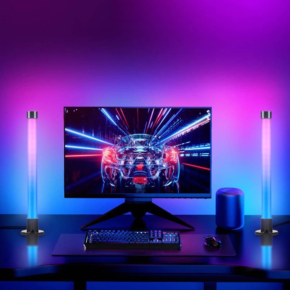MUPOO LED-Streifen Smart LED Lightbar 2er Pack, Sync mit Musik und APP  Steuerung, RGB Gaming Ambient Lampe,LED Play Light Bar für TV, PC, Gaming