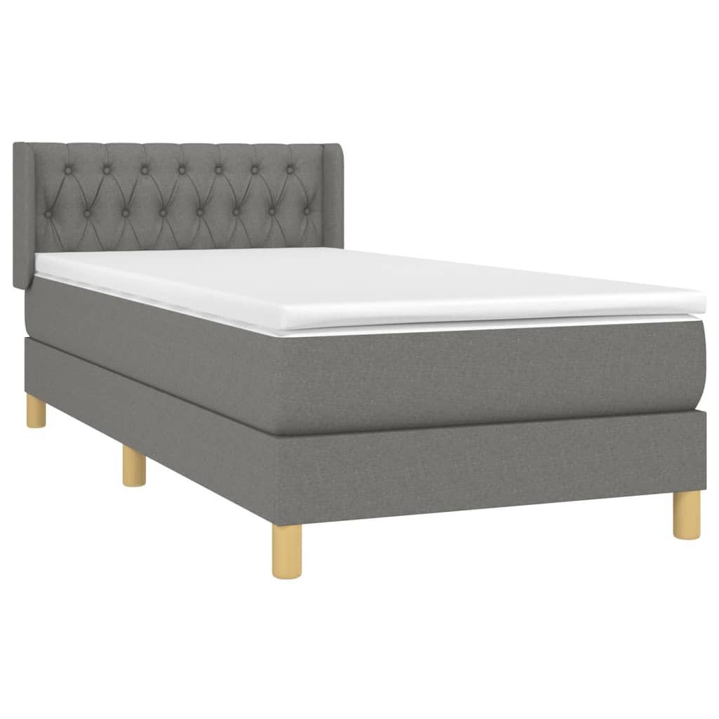 Bett Boxspringbett mit Matratze Dunkelgrau 90x200 cm Stoff