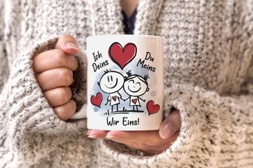 SpecialMe Tasse Kaffee-Tasse Liebe verliebte Strichmännchem Spruch Ich Deins Du Meins Herz Geschenk Valentinstag Jahrestag SpecialMe®, Keramik