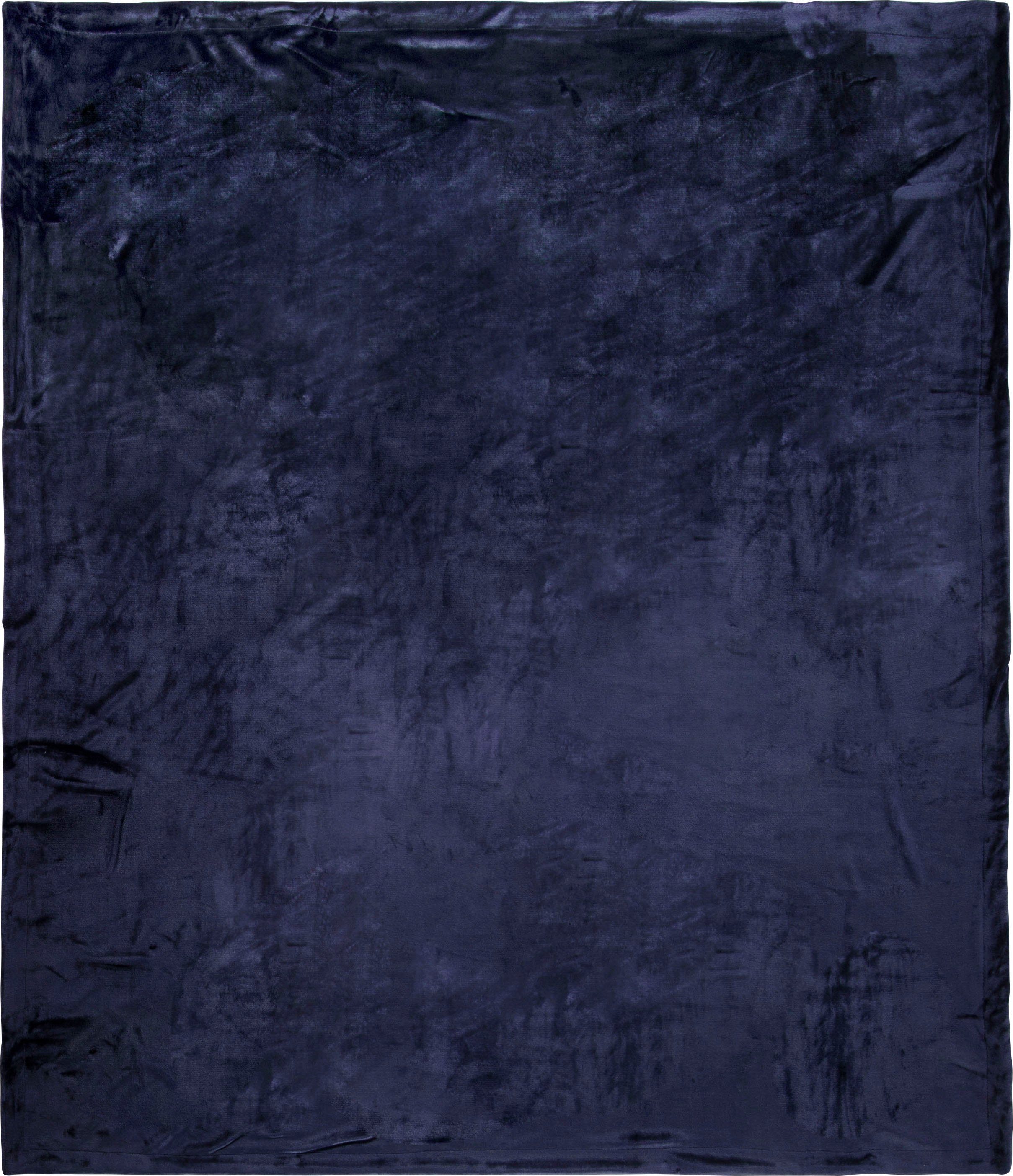 Plaid Uni, hip, Super Weich, Kuscheldecke, Wohndecke, 160x180 cm, Unifarben Dunkelblau