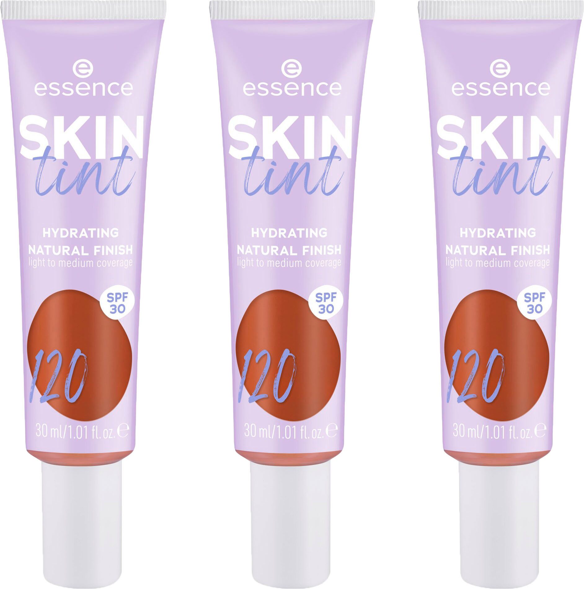 Essence Foundation SKIN tint, 3er Pack, mit veganen Inhaltsstoffen