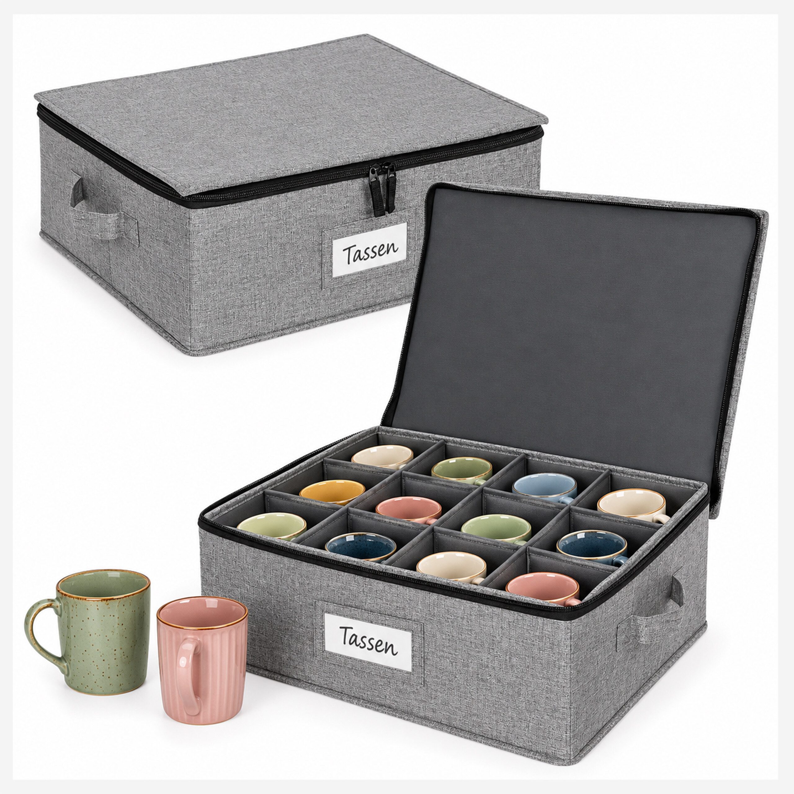 relaxdays Aufbewahrungsbox für Geschirr 2er Set (2 St), Tassen