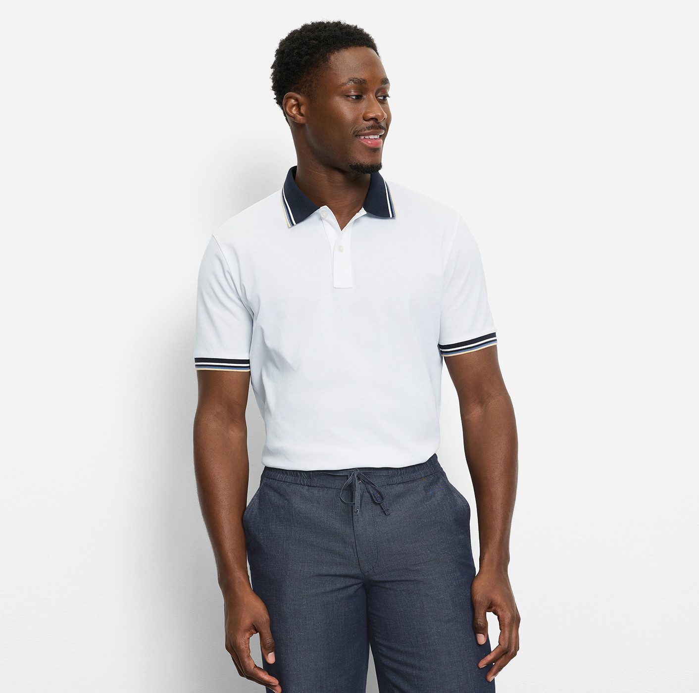 OLYMP Poloshirt Casual farbliche Kontrast-Details