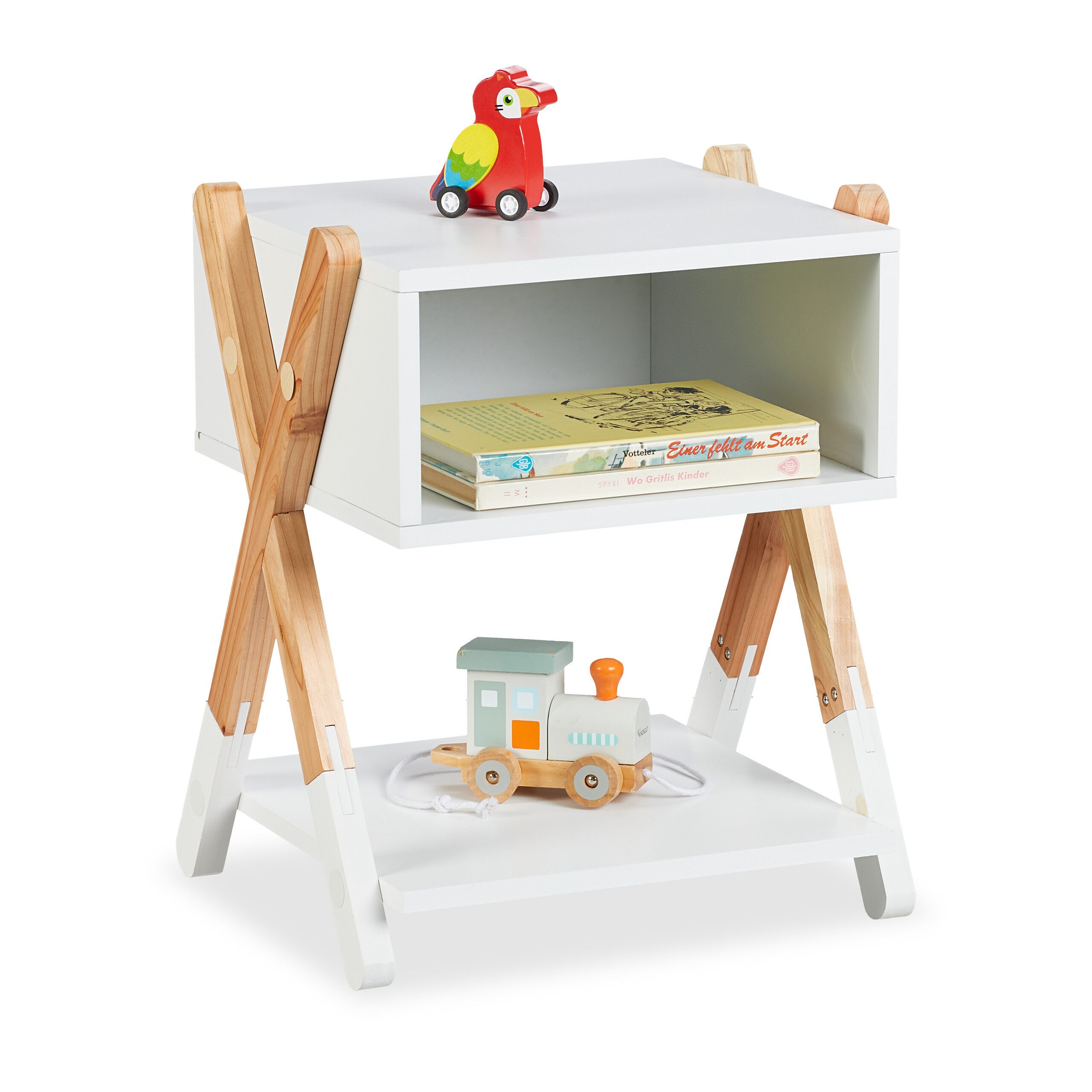 relaxdays Nachttisch für Kinder offenes Fach (1-St), A