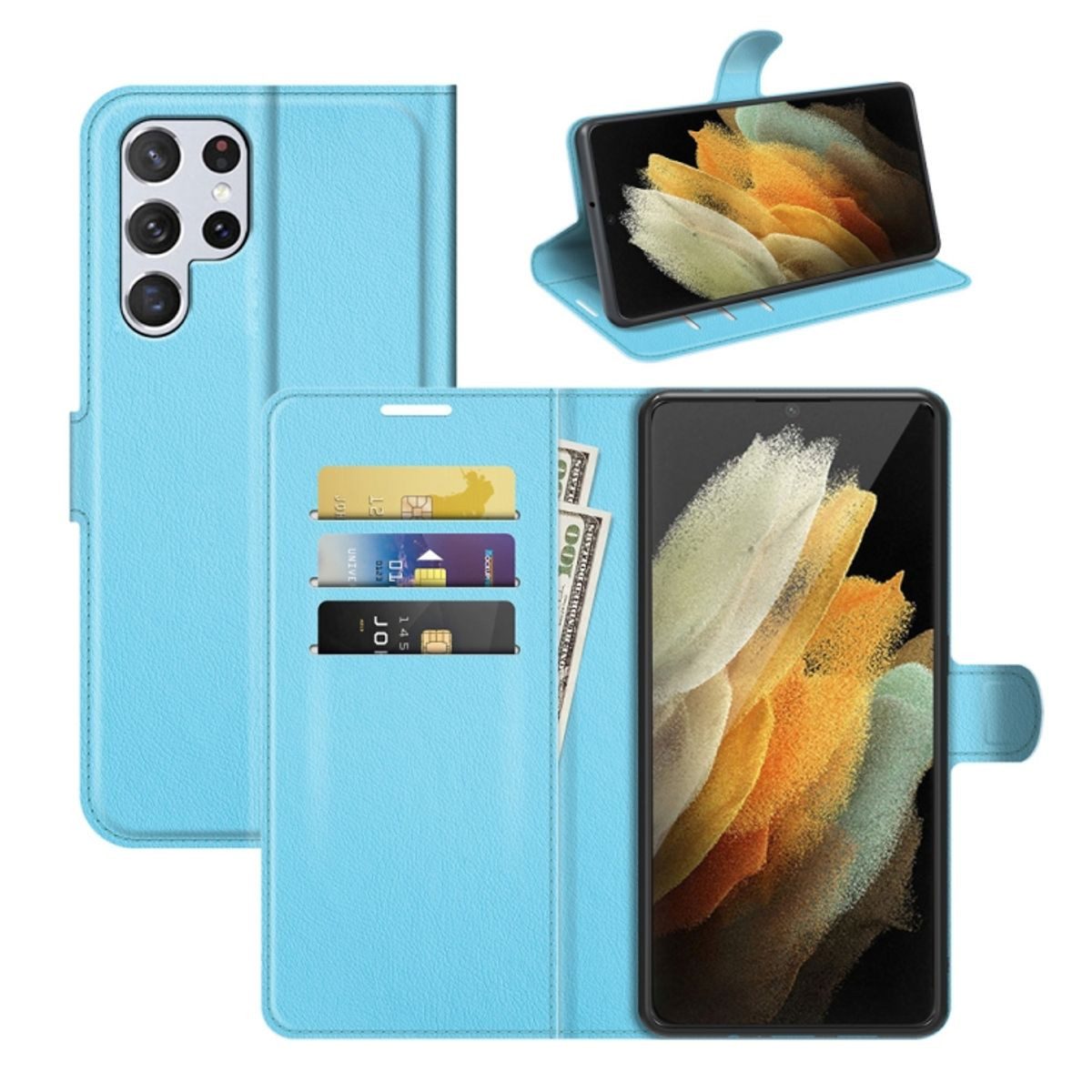 König Design Handyhülle Samsung Galaxy S22 Ultra 5G, Schutzhülle Schutztasche Case Cover Etuis Wallet Klapptasche Bookstyle