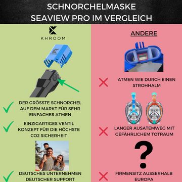 Khroom Schnorchel Schnorchelmaske Erwachsene Tauchermaske Vollgesichtsmaske Schnorcheln, Seaview Pro