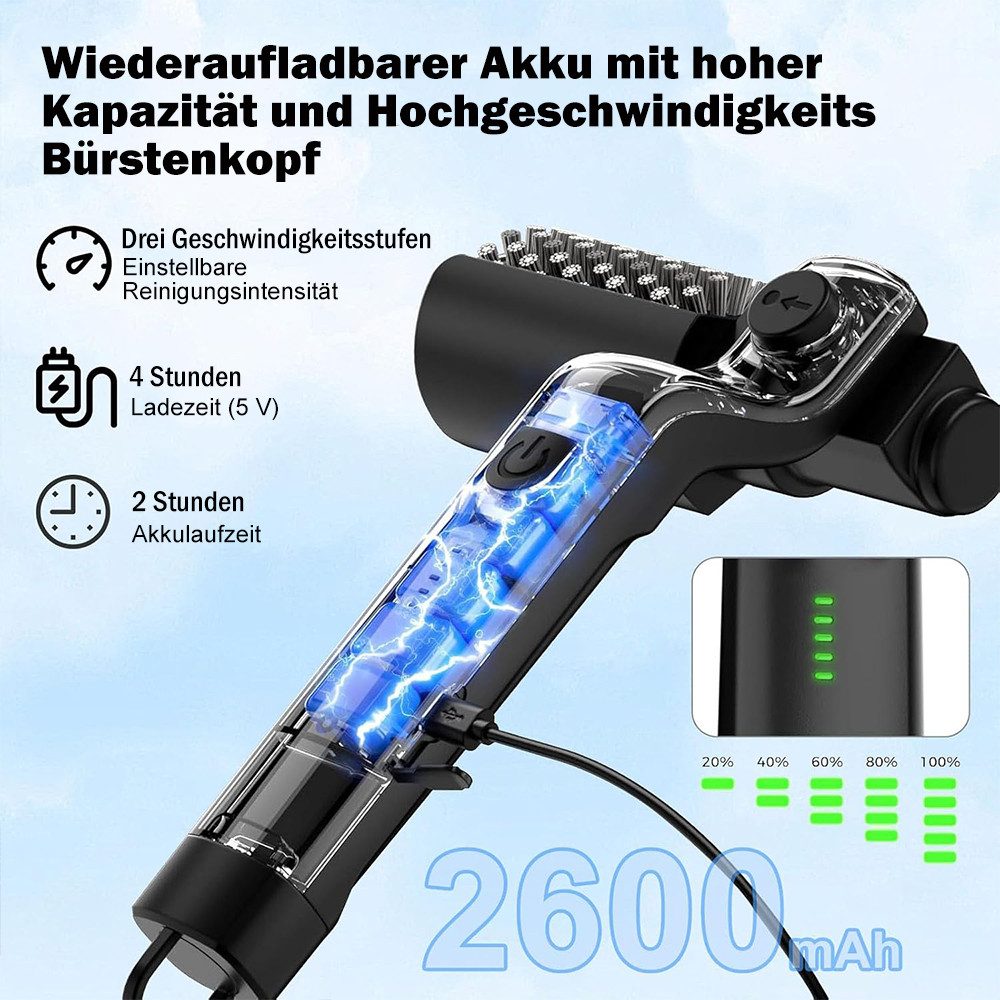 AFKSMILE Grillbürste Elektrische Grillbürste, Kabelloser Grillreiniger mit 180° Winkel, Edelstahl-Bürstenkopf & Reinigungsschwamm, Für Grillrost & alle Grills – Bild 2 von 5