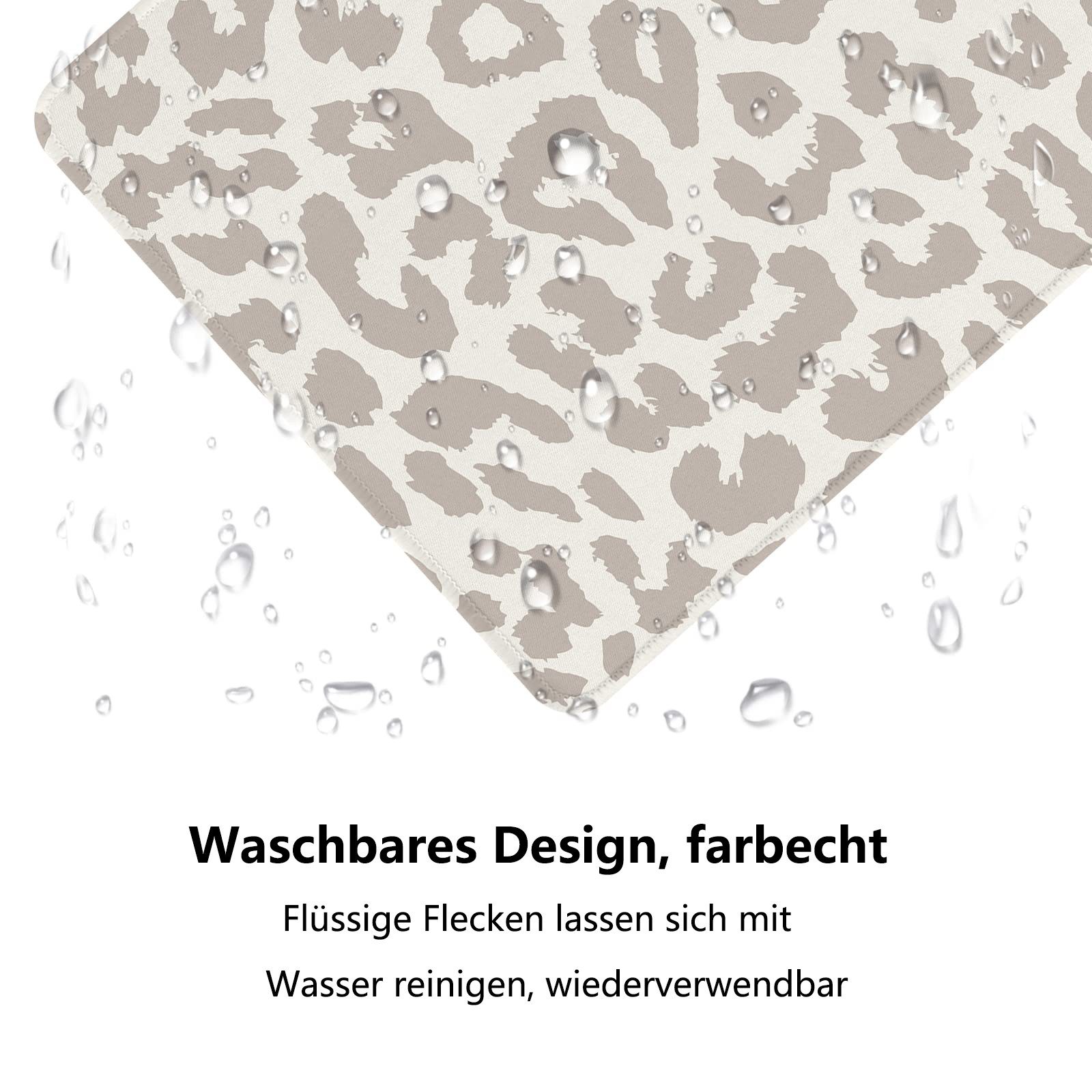 FOUORTUNATE-BEE Mauspad Quadratisches Niedliches Grauer Leopard Mouse Pad 20x24cm (für Büro und Zuhause, wasserdichtes Mousepad, rutschfeste Gummiunterseite)