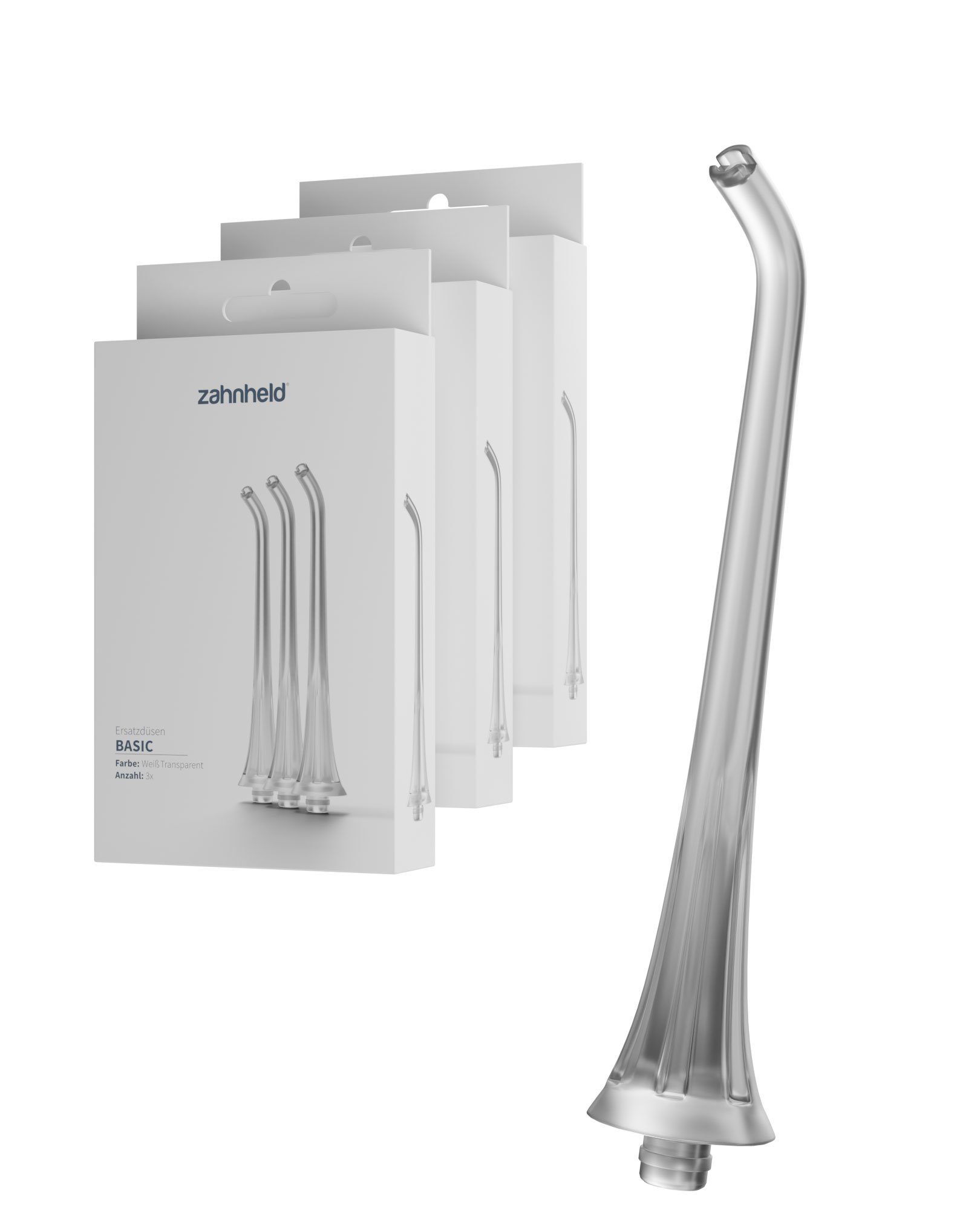 Zahnheld Aufsteckbürsten Zahndusche Ersatzdüsen Basic - für Zahnheld Munddusche Aquadent, 9 Stück, Weiß, im 3er, 6er oder 9er Set, Zahnpflege Set, Water Flosser, effektive Reinigung Zahnzwischenräume, für Munddusche