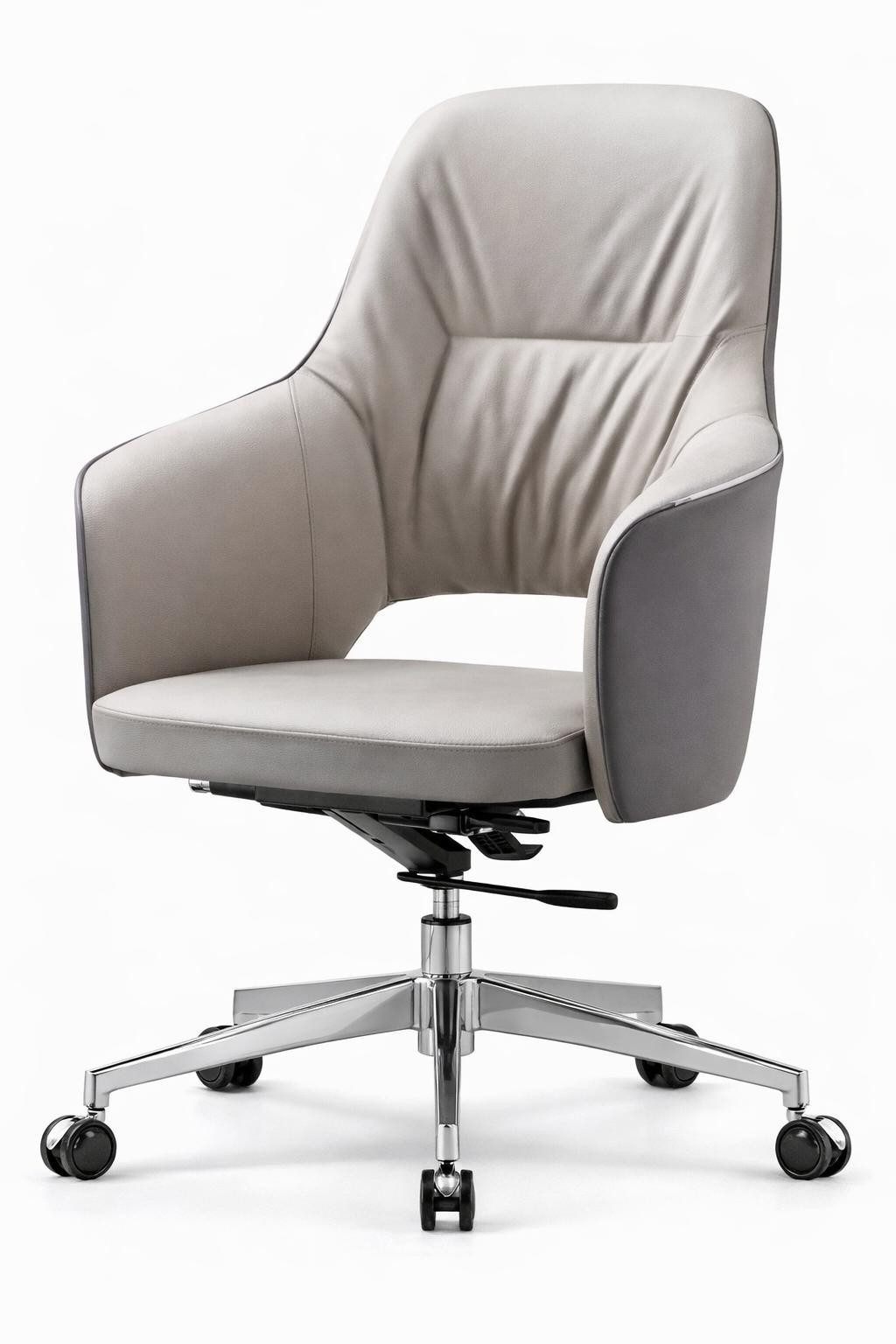 Xlmoebel Chefsessel Moderner grauer Chefsessel mit hoher Rückenlehne und Rollen, Made in Europa