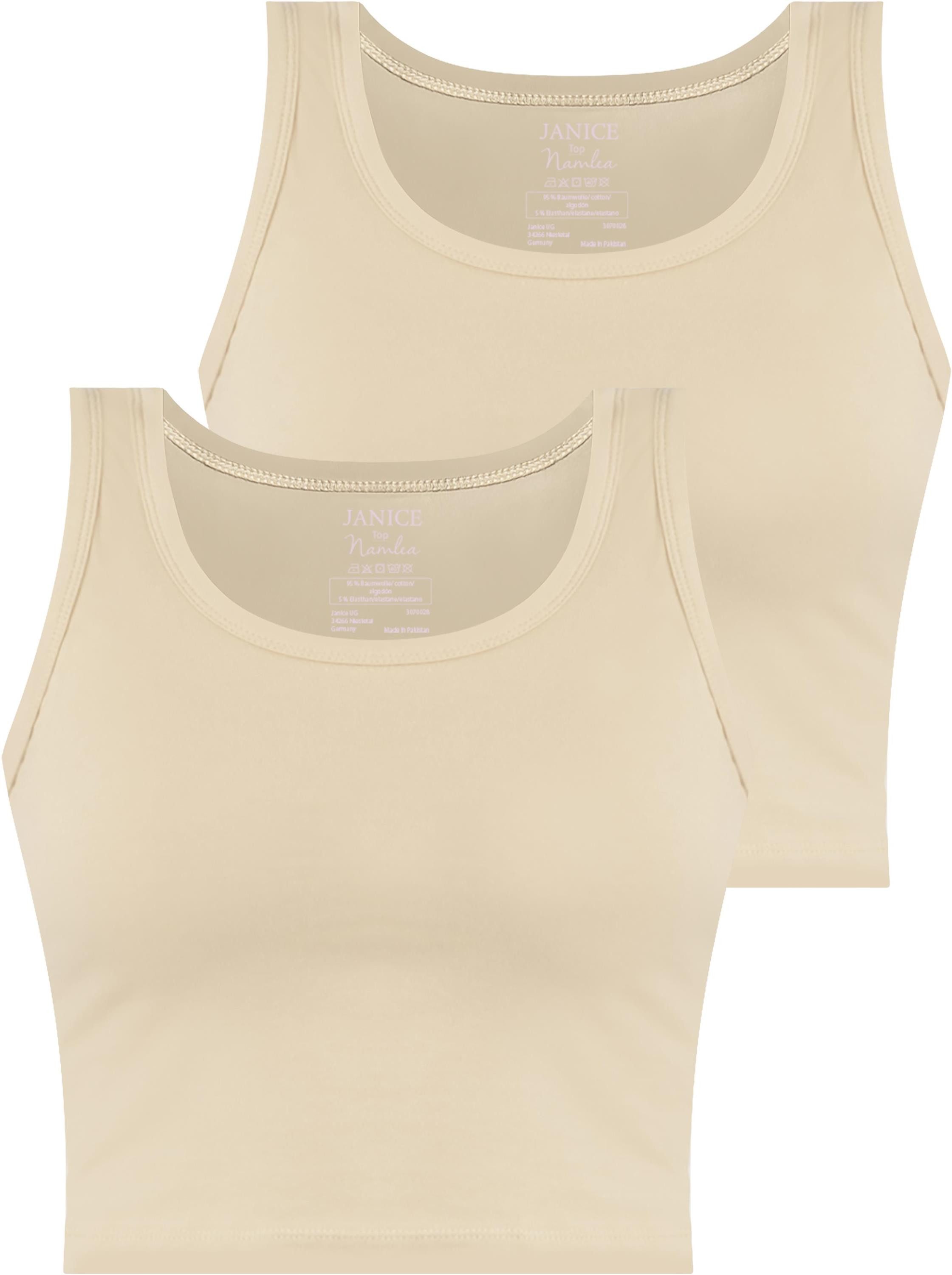 Janice Tanktop 2 x Damen crop Top Namlea Kurzes Tanktop aus Baumwolle