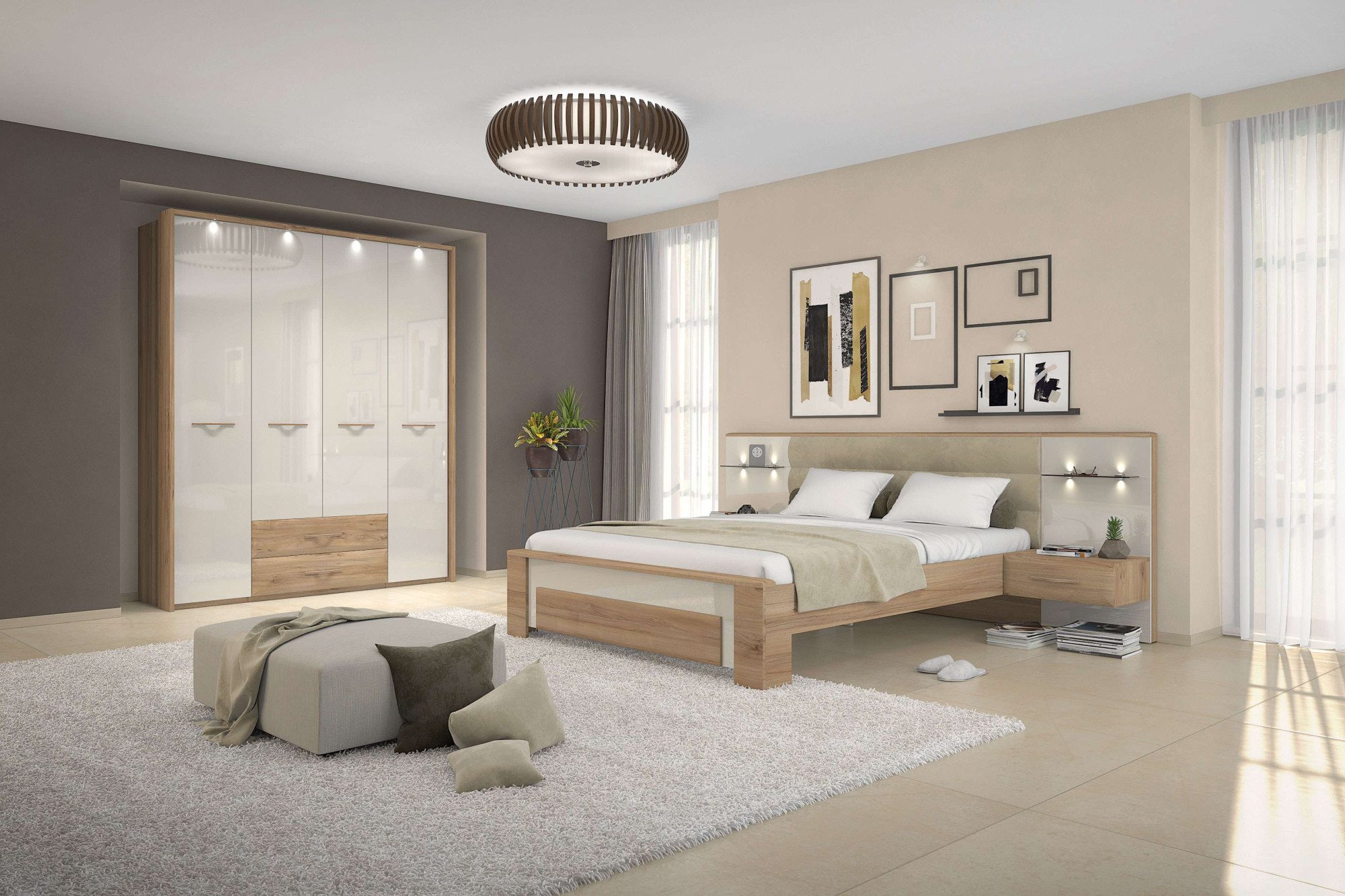Home affaire Kleiderschrank Gala, beige hochglänzend günstig online kaufen