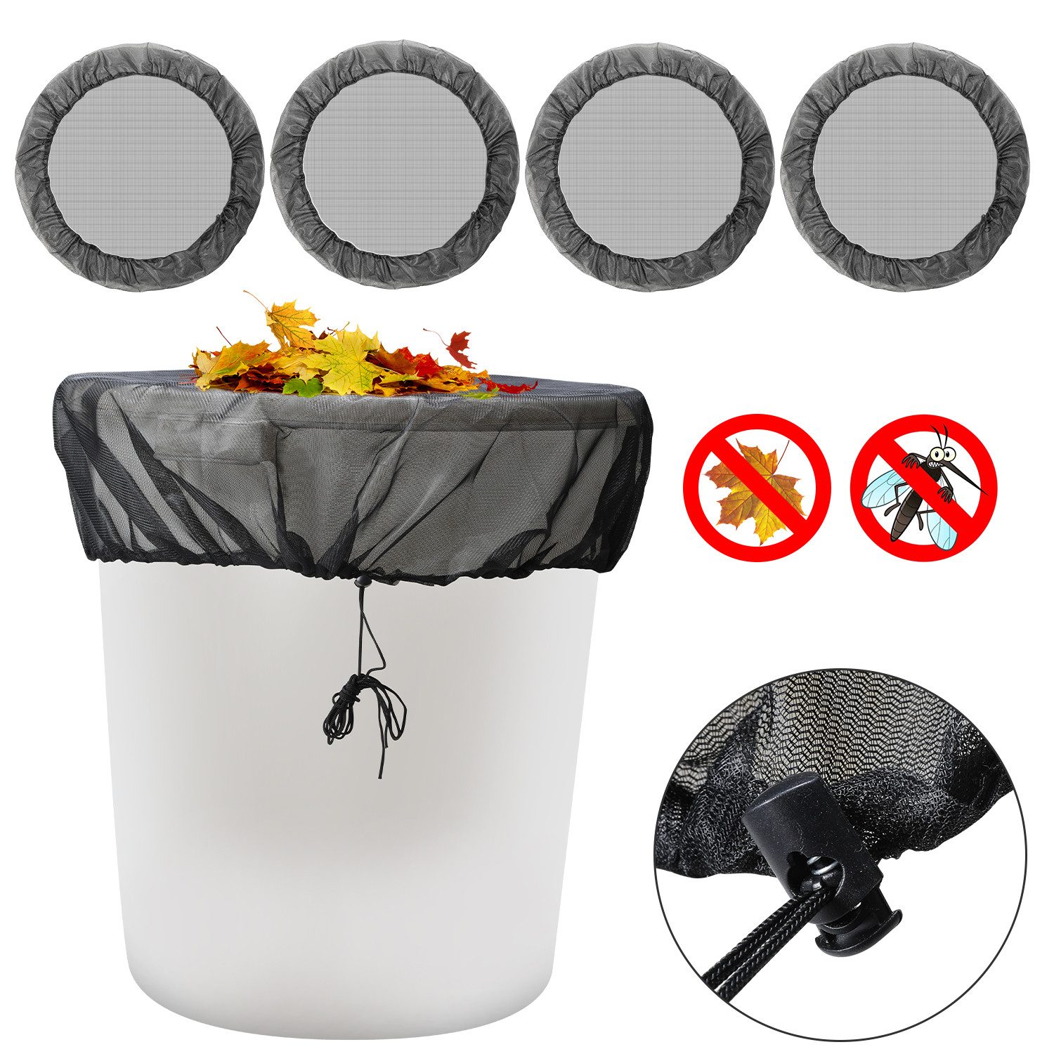 Clanmacy Regentonnendeckel Regentonnen Netz 4 stück Regentonnendeckel Schutz vor Stechmücken 95cm