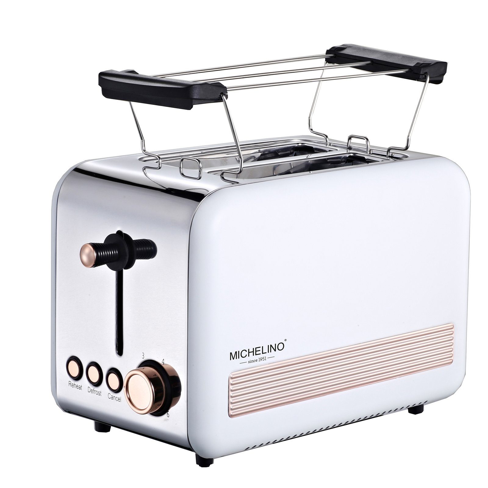 Retro Michelino Toaster Edelstahl 4-Scheiben Langschlitz