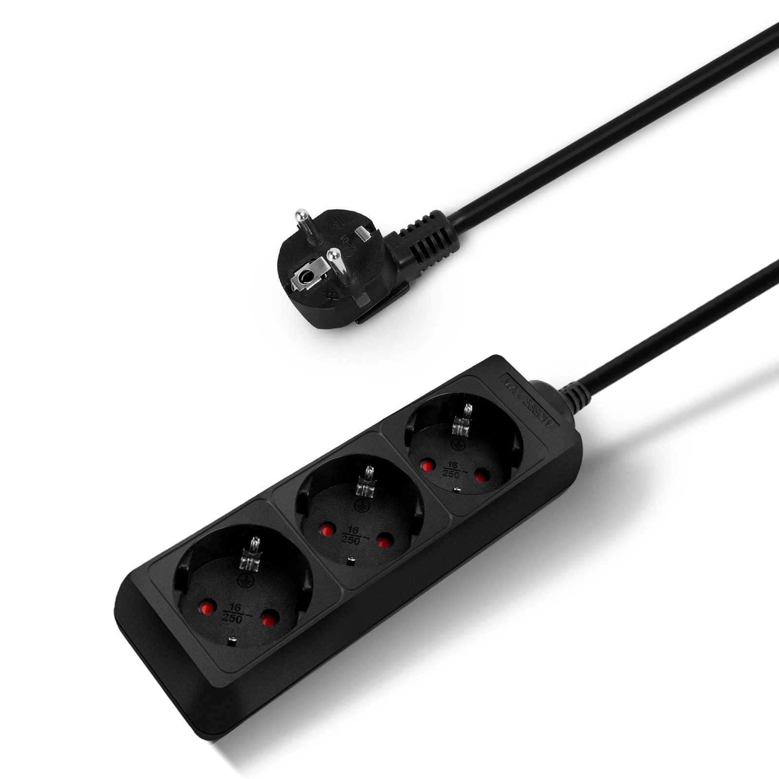 Aigostar Steckdosenleiste Kindersicherung Schalter Schwarz Steckdosenleiste (Kabellänge 3 m)