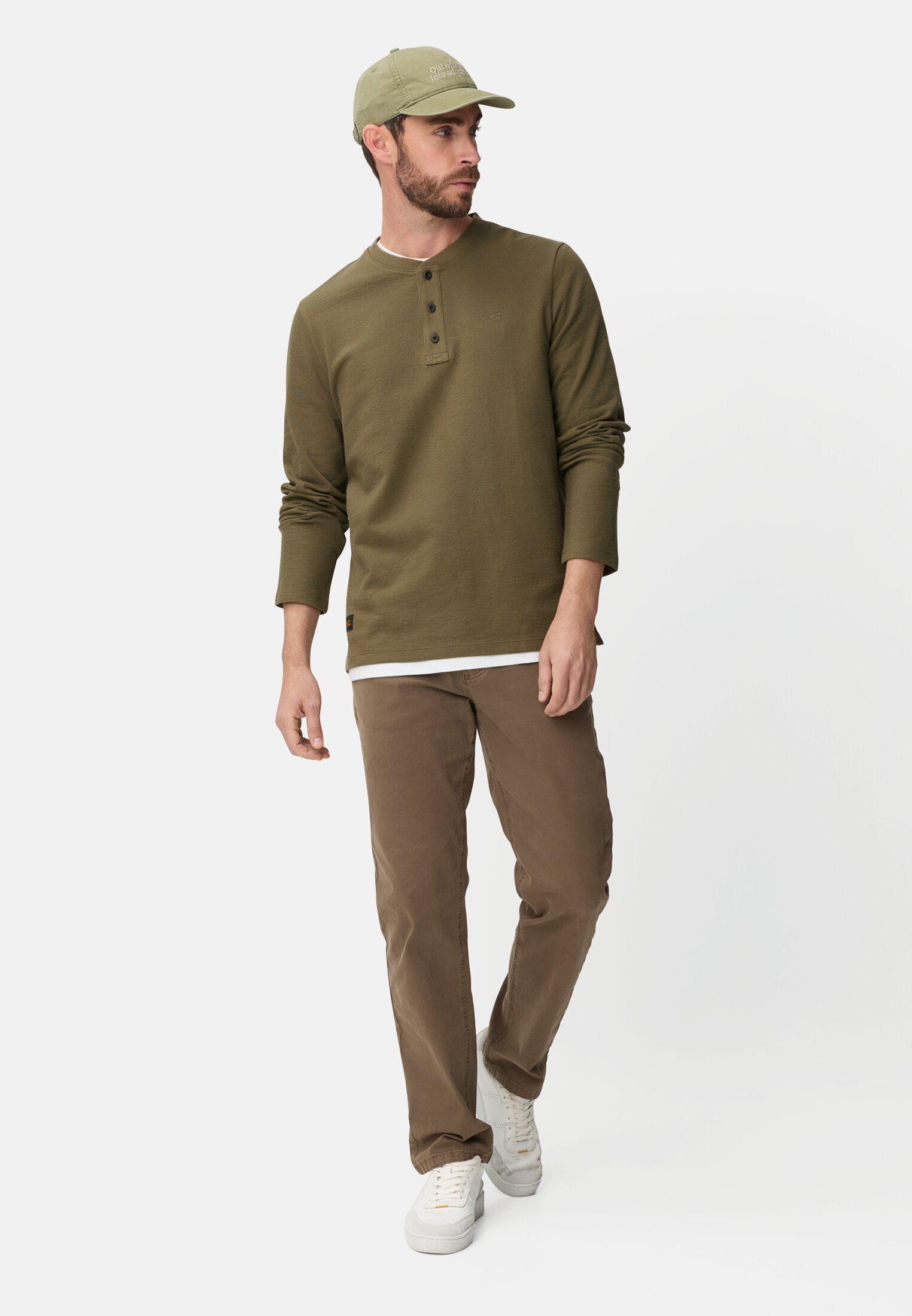 camel active Henleyshirt Henleyshirt mit Knopfleiste Langarm