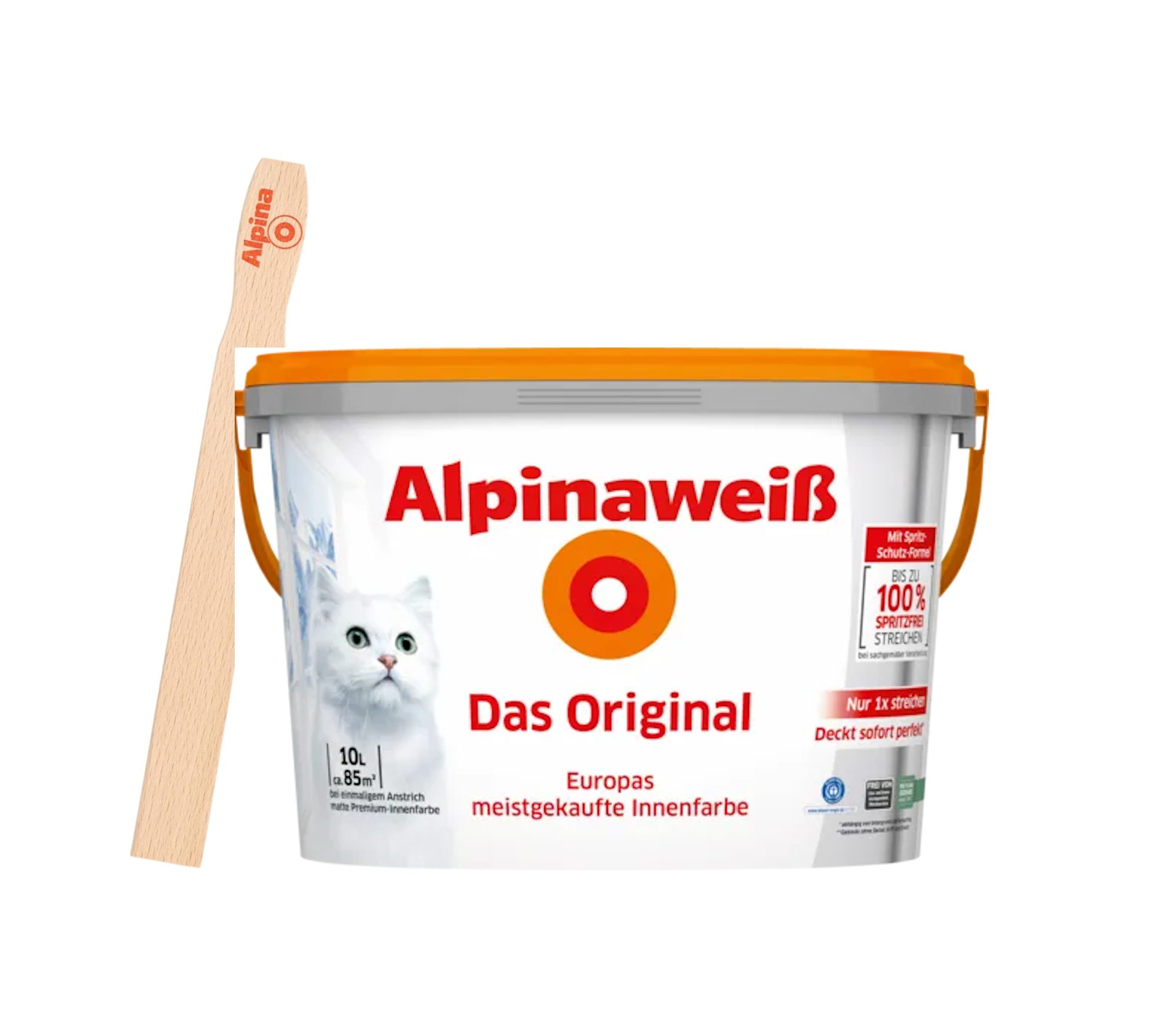 Alpina Wandfarbe Alpinaweiß Das Original - mit Rührholz (10 Liter) Alpina
