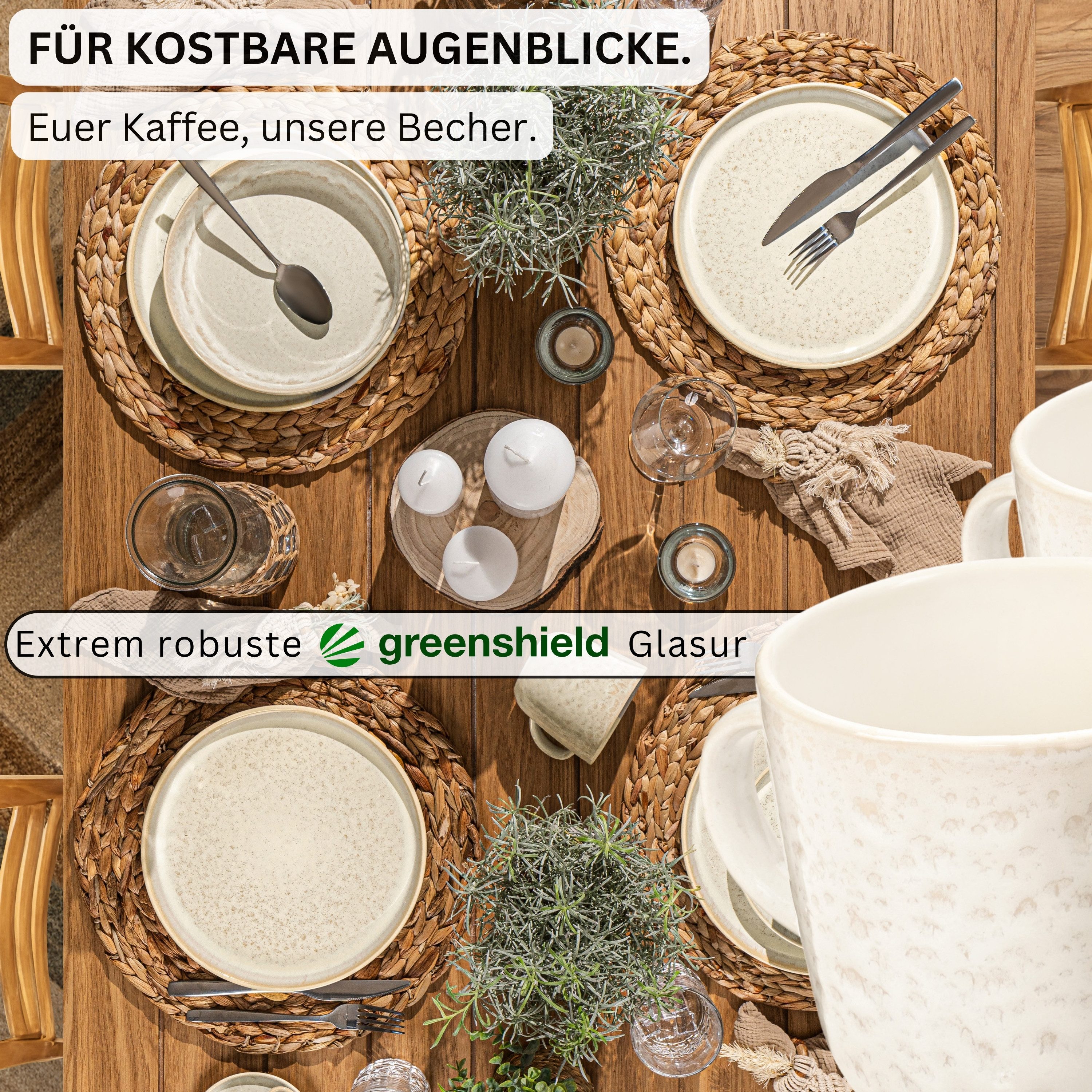 SÄNGER Becher Kaffeebecher Key West 6tlg., 6-tlg., Steingut, Creme, VALUE COLLECTION