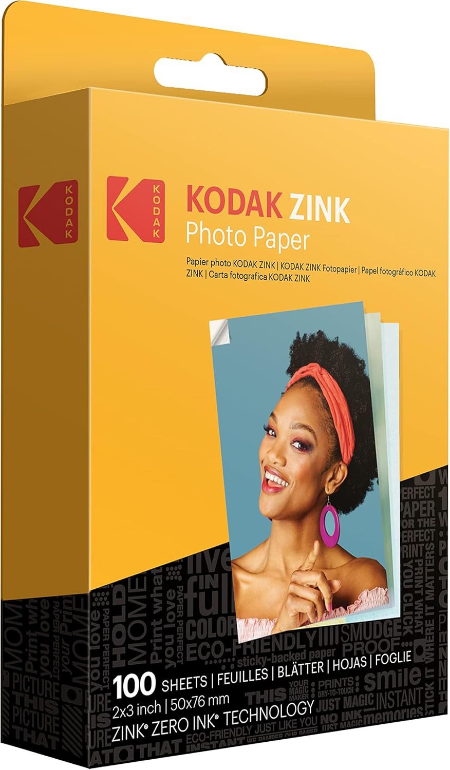 Kodak Fotopapier 2"x3" Premium Zink Fotopapier (100 Blatt), Kompatibel Mit PRINTOMATIC-, Smile- Und Step-Kameras Und -Druckern