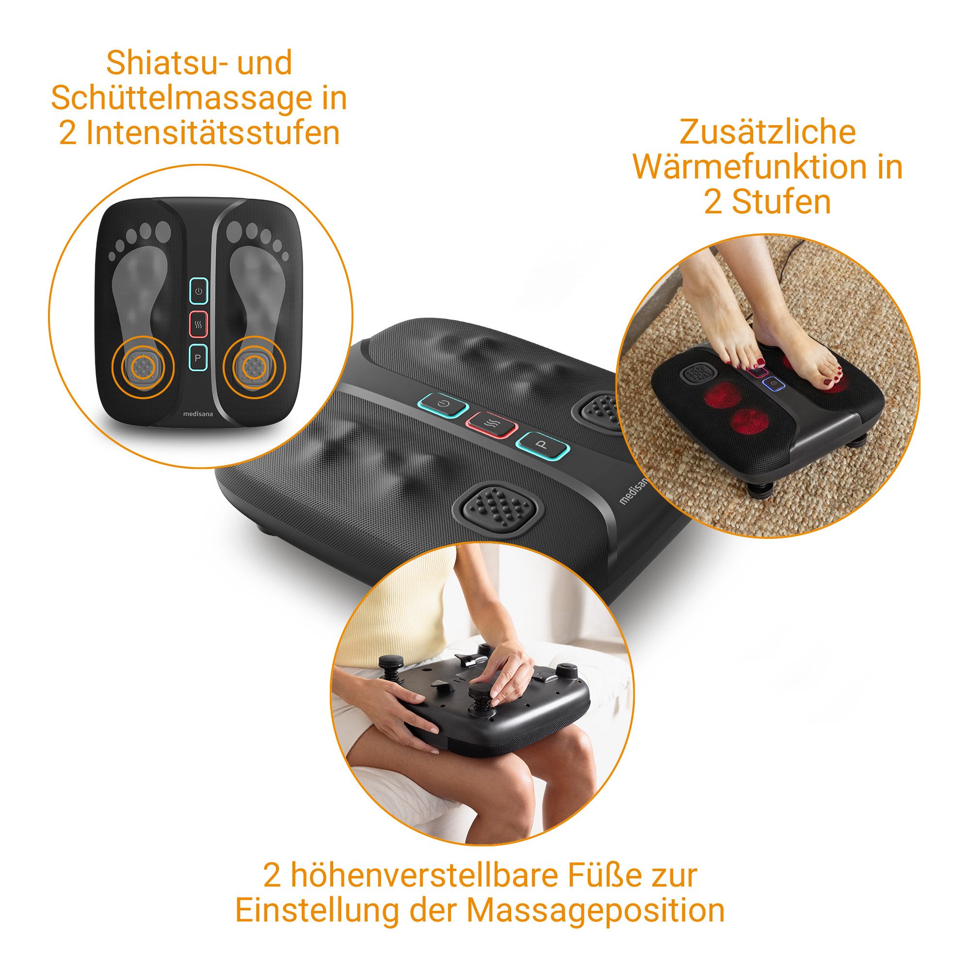 medisana Fußmassagegerät LM 100, 2 Massageprogramme, 2 Intensitäten, Shiatsu- oder Schüttelmassage