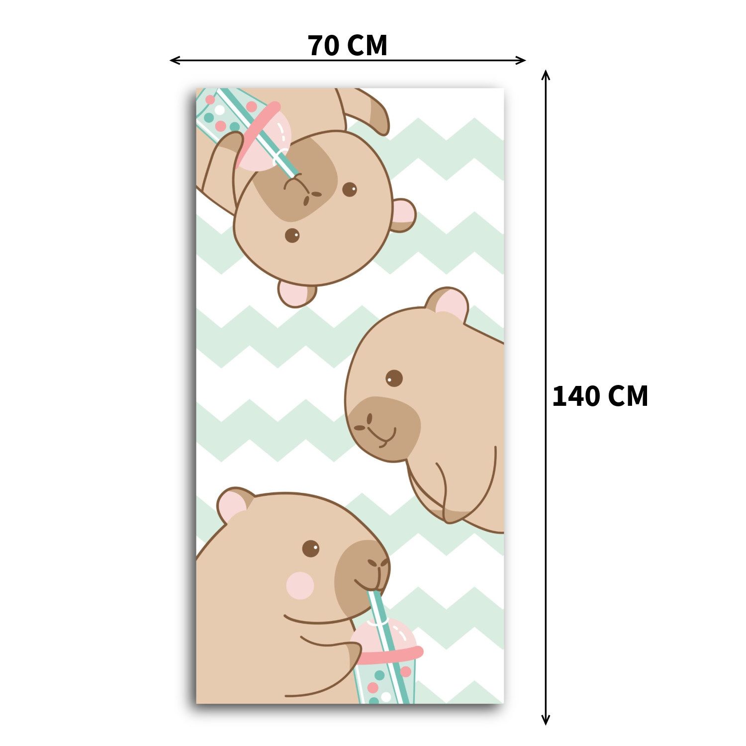 Jerry Fabrics Handtücher Capybara Badetuch Strandtuch Duschtuch 70 x 140 cm 100% Baumwolle, (1 Duschtuch, 1-St), Langlebig – Bild 4 von 5