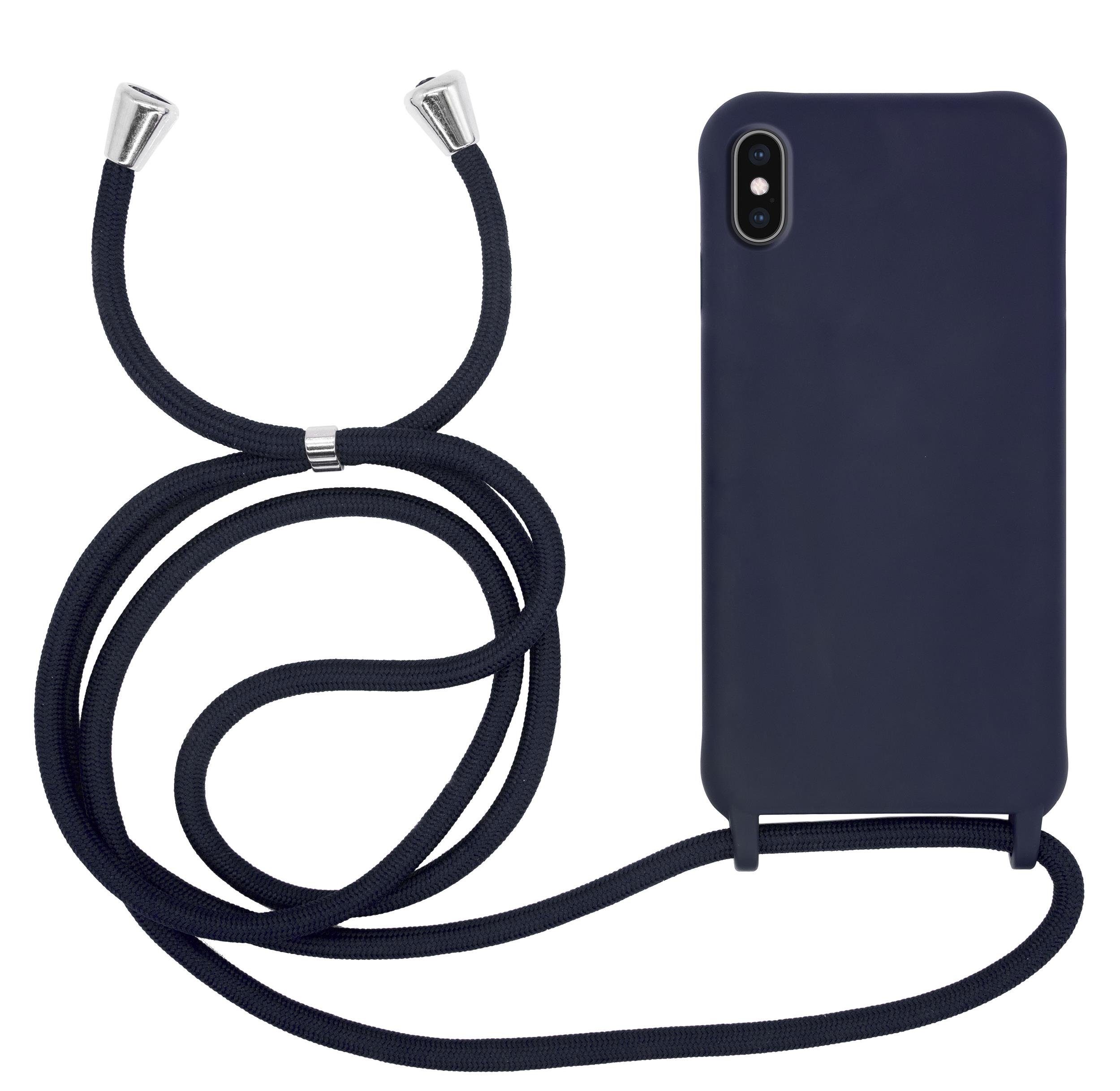 MyGadget Handyhülle Handykette, für Apple iPhone X / Xs TPU Hülle mit Band  - Handyhülle mit Handyband zum Umhängen Kordel Schnur Case Schutzhülle -  Dunkel Blau