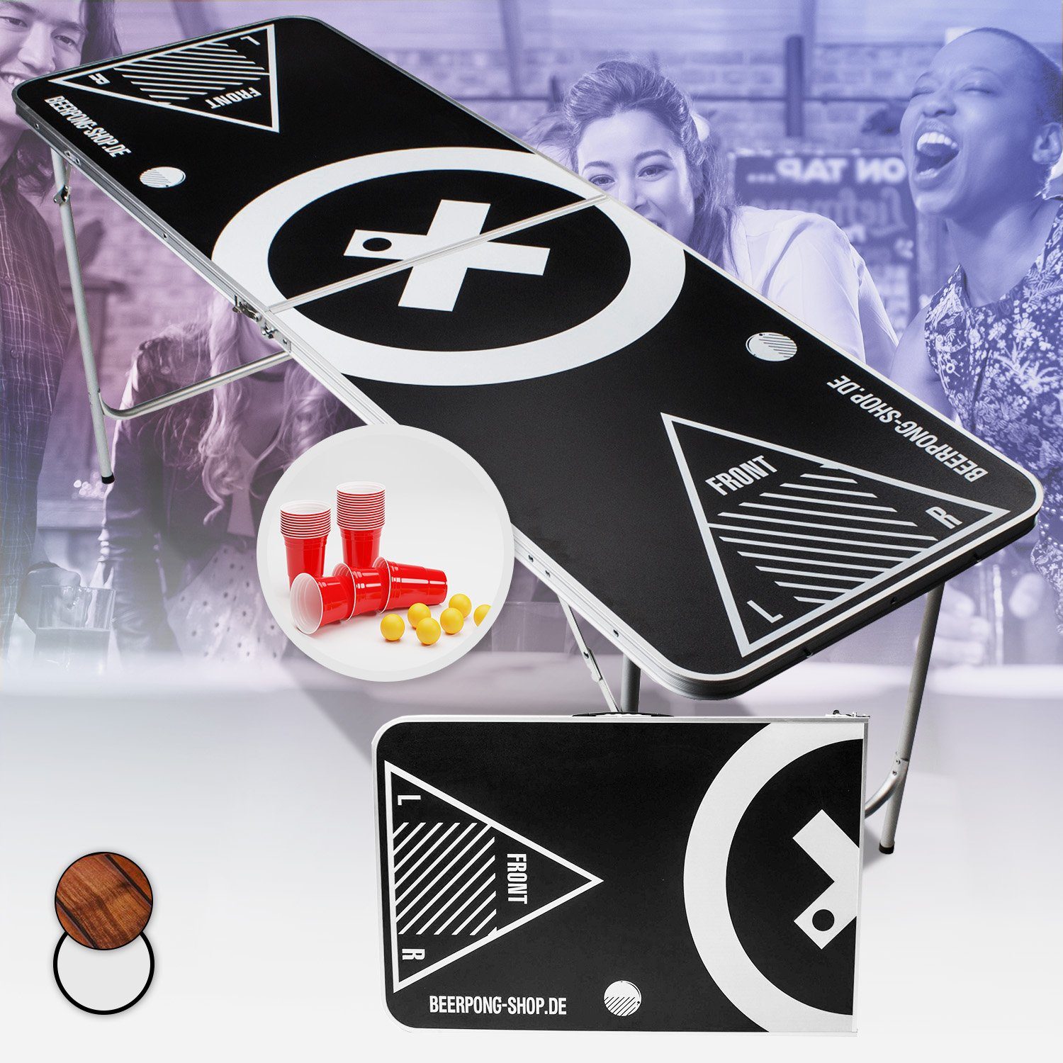 BeerCup Spieltisch Baseliner Beer Pong Tisch Set Audio, (53-tlg)