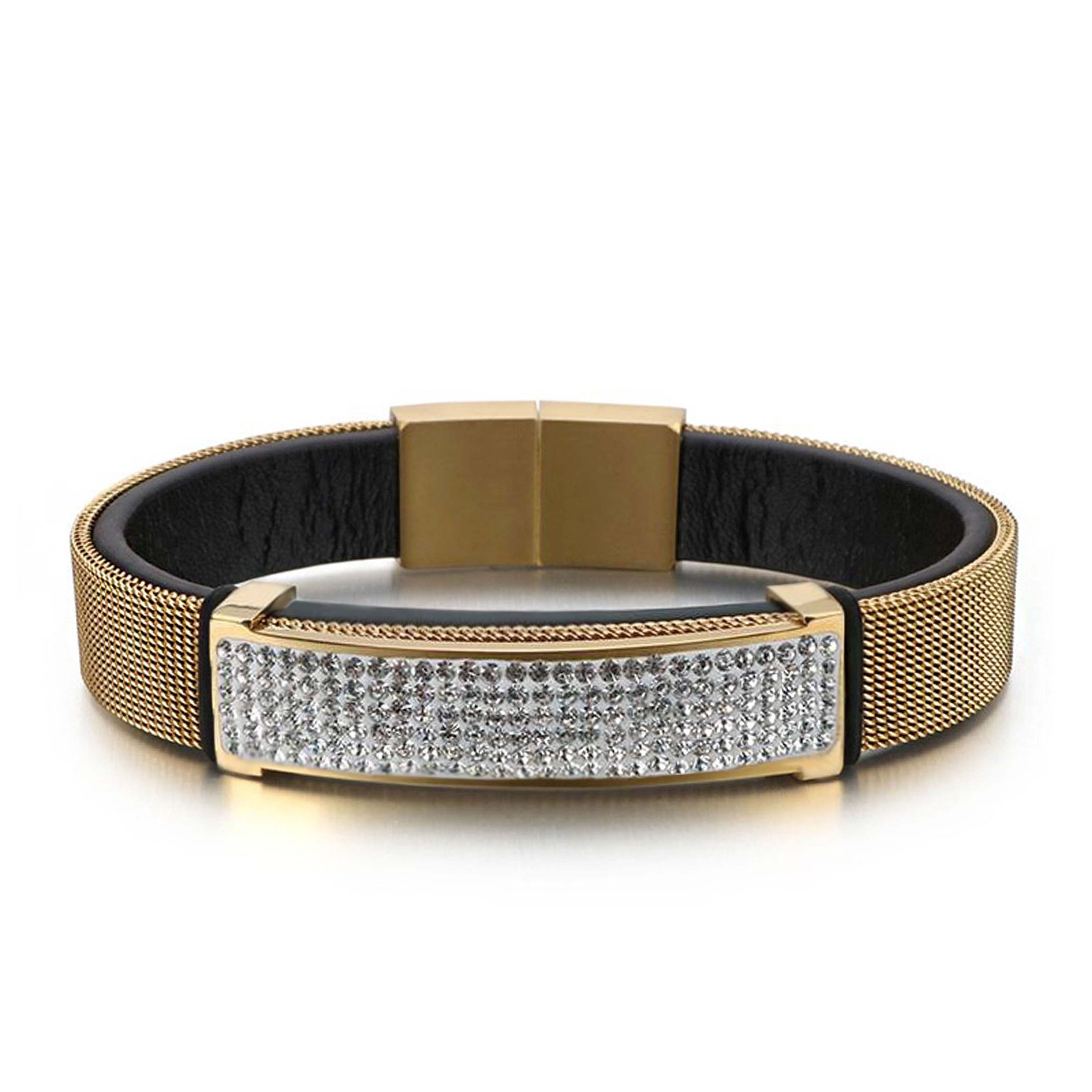 UNIQAL.de Goldarmband Gold Lederarmband Herren "SANTIAGO" 18k vergoldet (Edelstahl 18k vergoldet, Echtleder, Casual Style, handgefertigt in Deutschland)