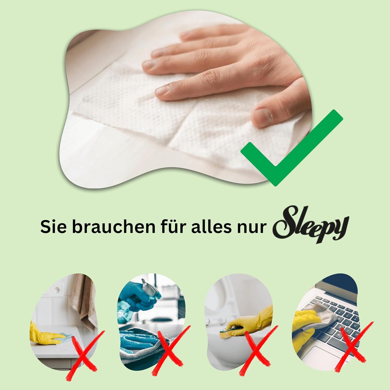Sleepy Sleepy Reinigungstücher für den täglichen Oberflächeneinsatz Reinigungstuch (Vliesstoff, 6-tlg) – Bild 5 von 5