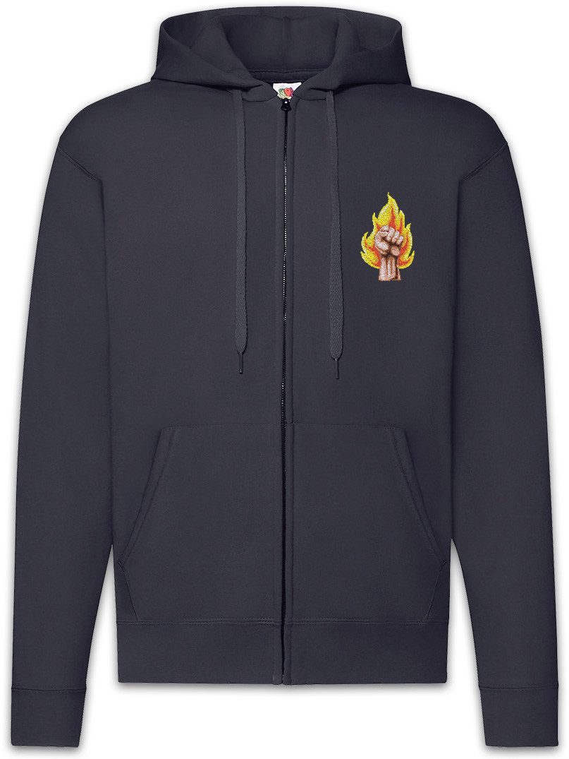 Sweatjacke Pixel Fire Fist Zipper Hoodie Gamer Gaming Game Beat Em Up Retro